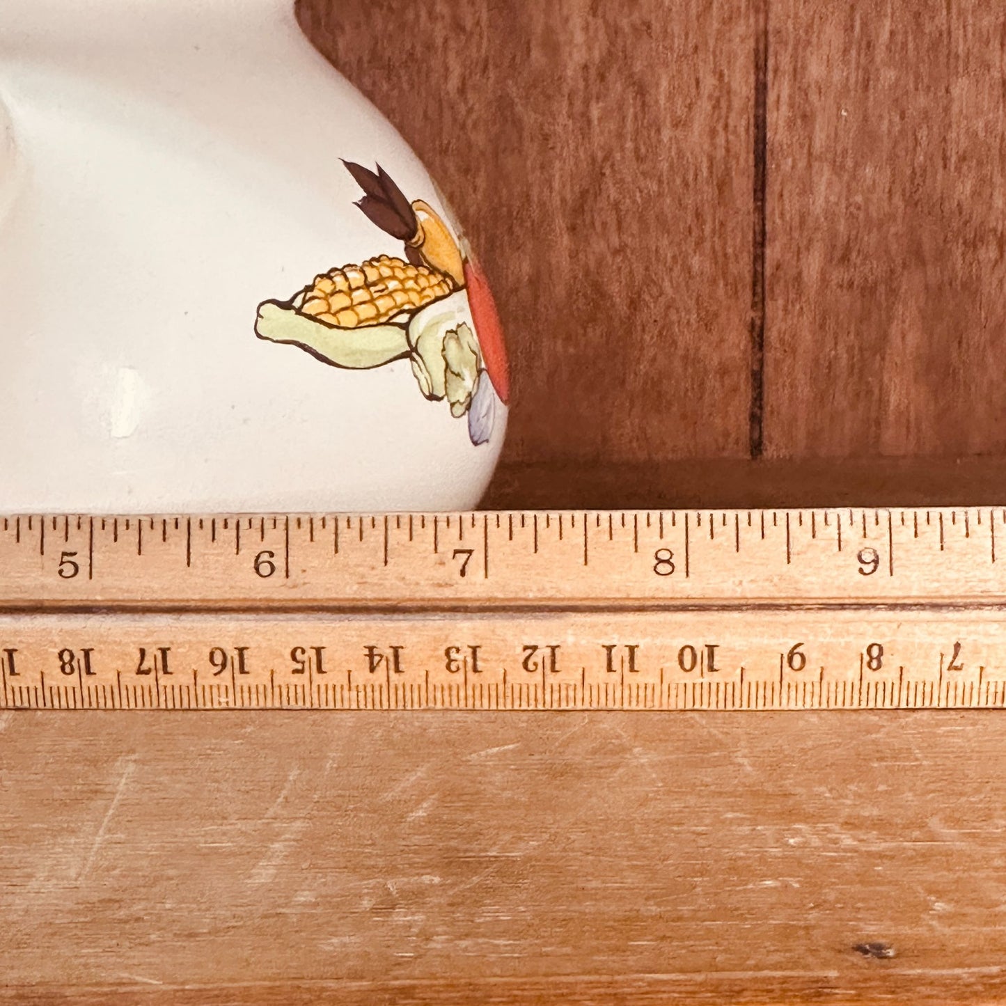 Sears Enamel Tea Kettle Vintage 70s Harvest Vegetable Whistling Tea Pot Retro