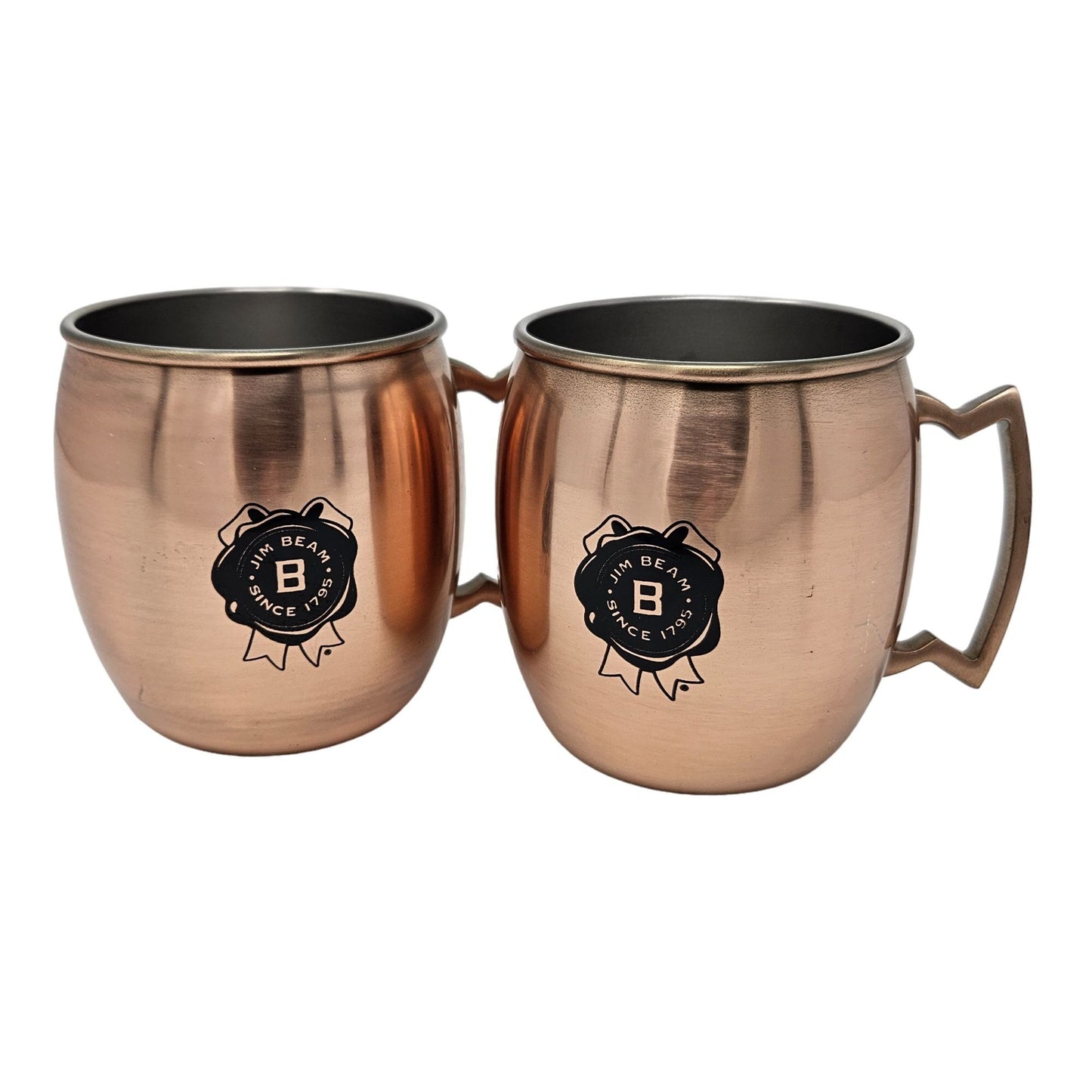 Jim Beam Moscow Mule Mug Copper Metal Mugs Handles Drink Smart Set of 2 NWB