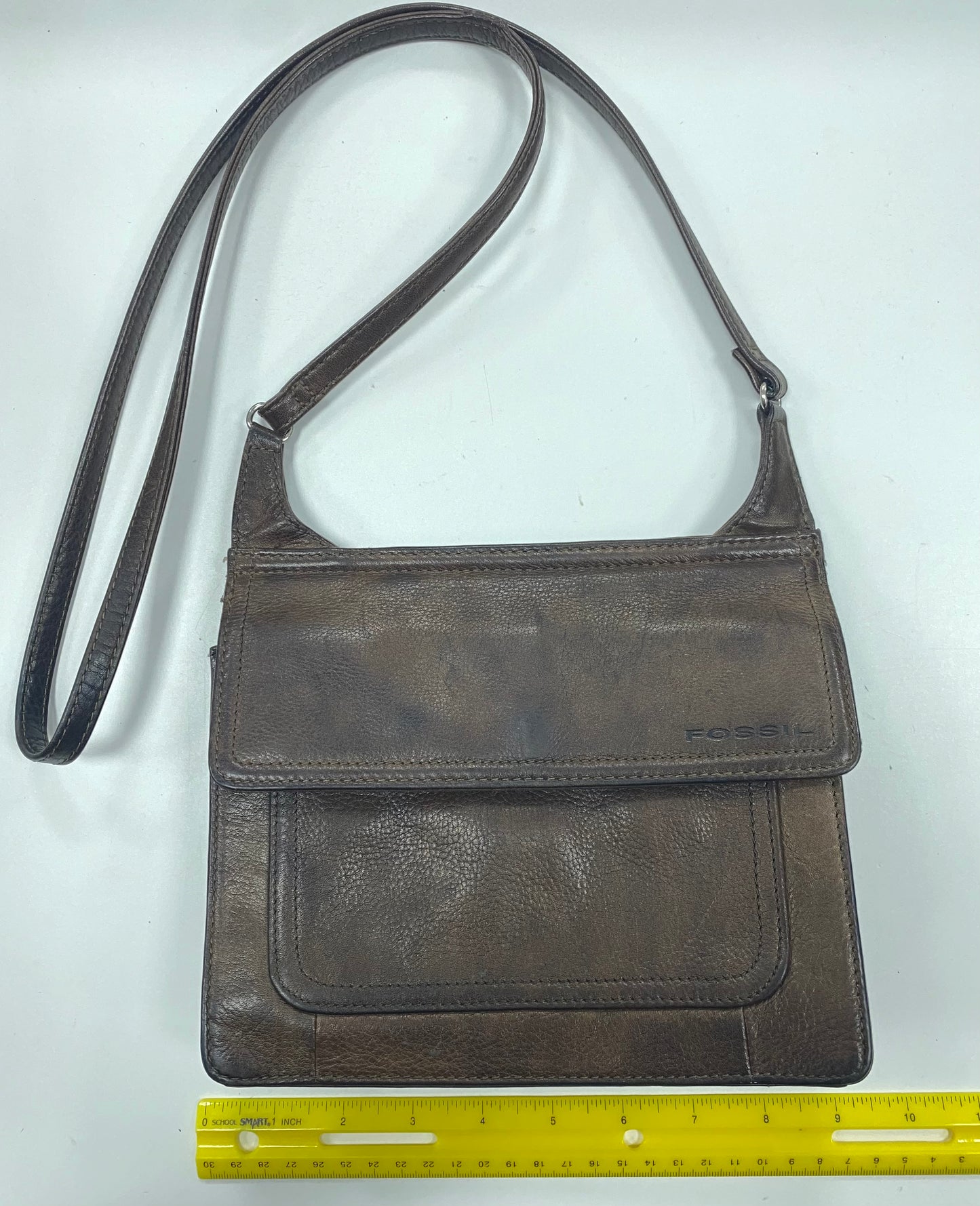 Vintage Fossil Brown Leather Crossbody Bag