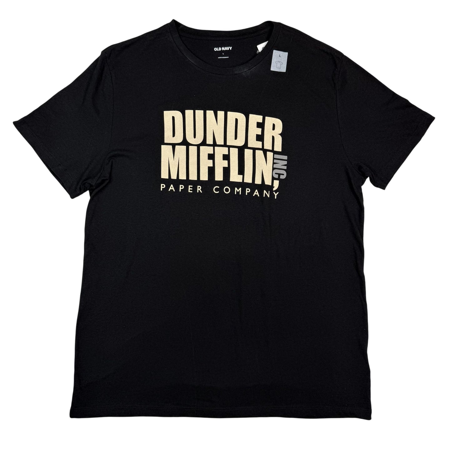 NWT Dunder Mifflin Paper Company Mens L Black Graphic "The Office" Logo TShirt