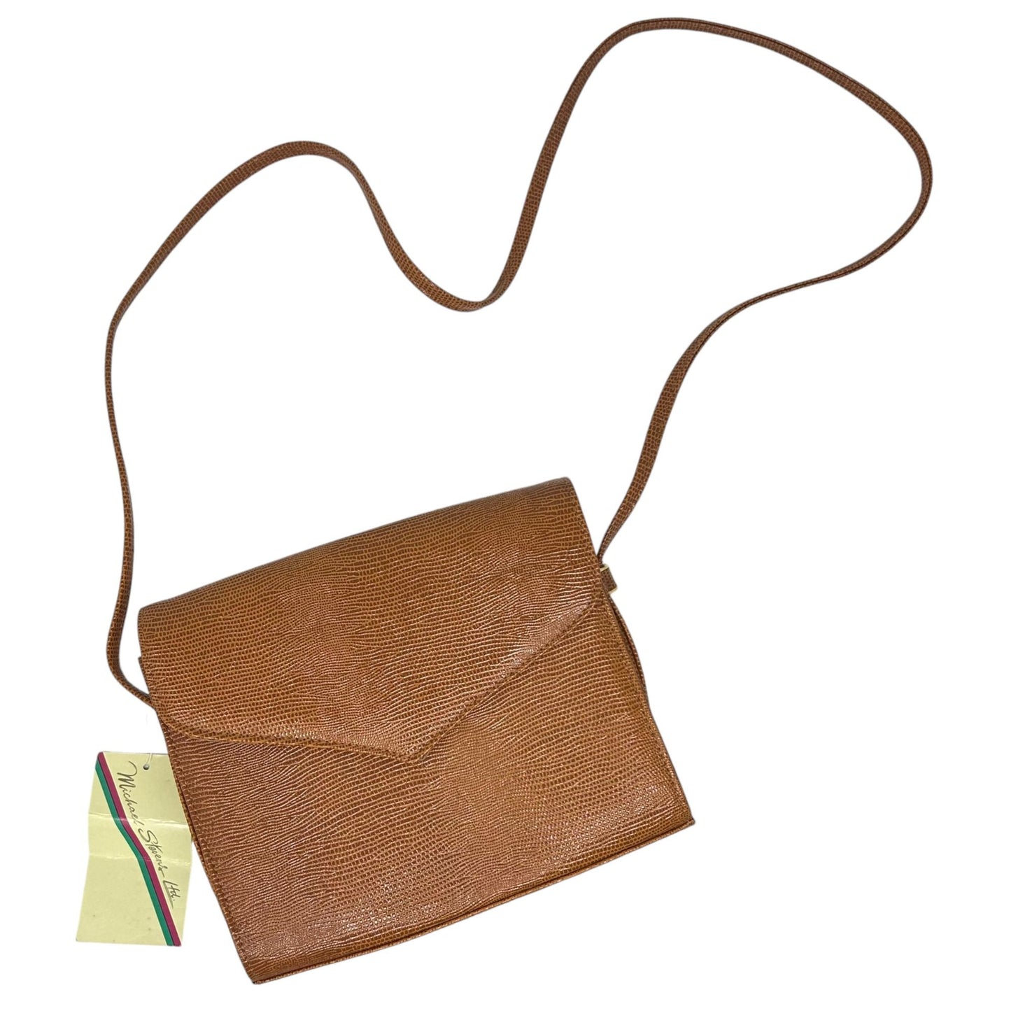 NWT Vintage Michael Stevens Travel Purse Envelope Brown Faux Pebbled Leather