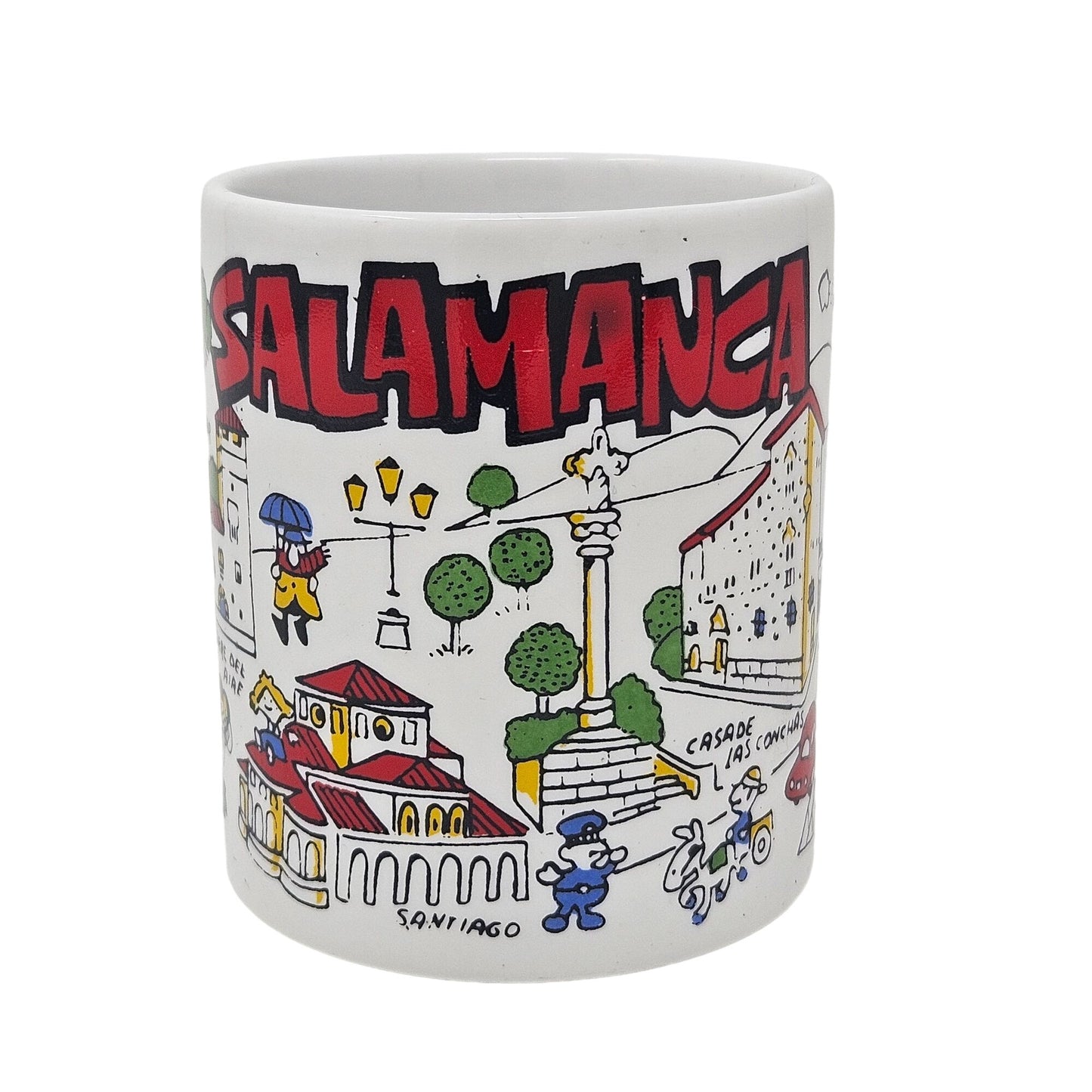 Colorful Salamanca Illustrated Ceramic Mug Featuring Iconic Landmarks Souvenir