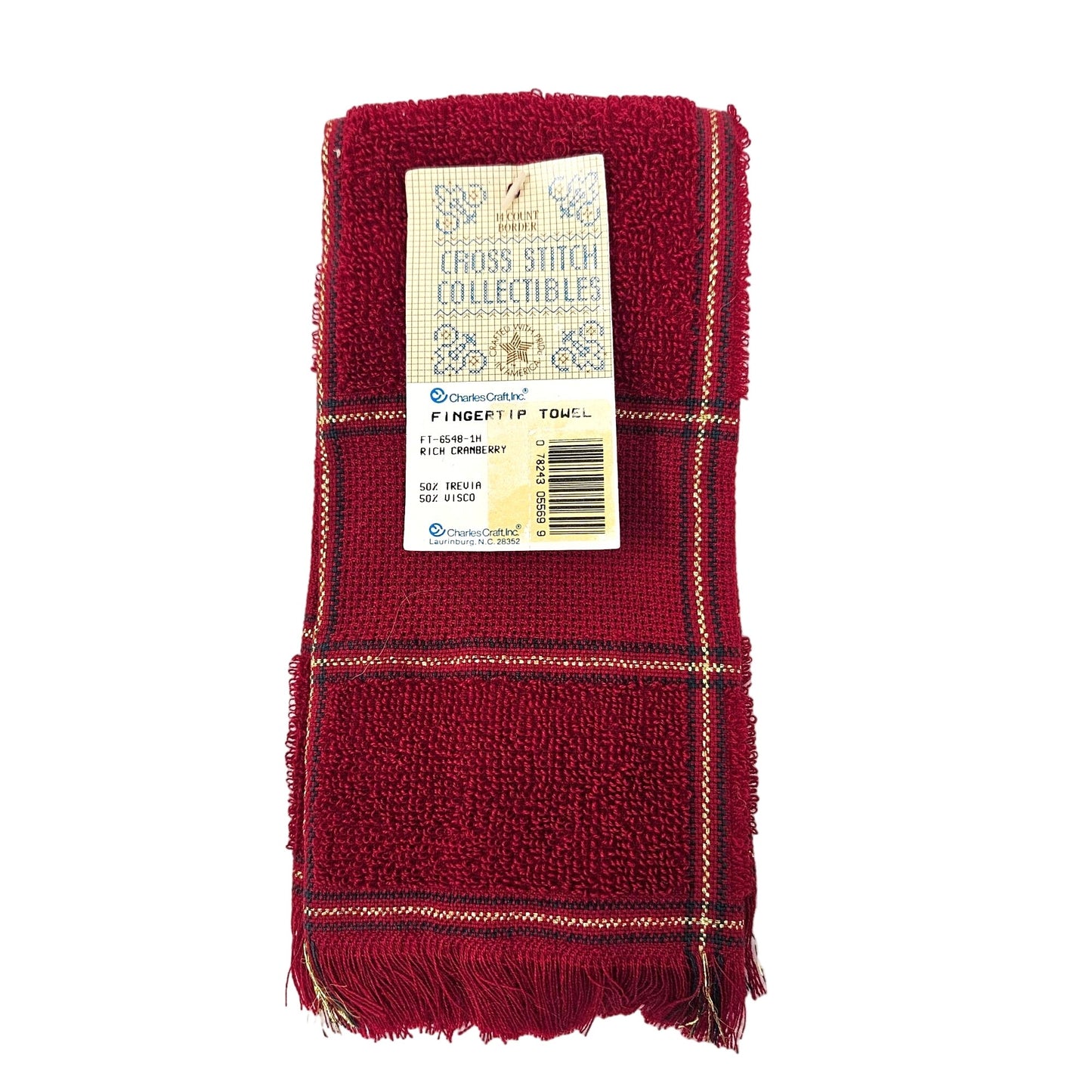 Cross Stitch Fingertip Towel NEW Charles Craft Cranberry 14-Count Needlepoint