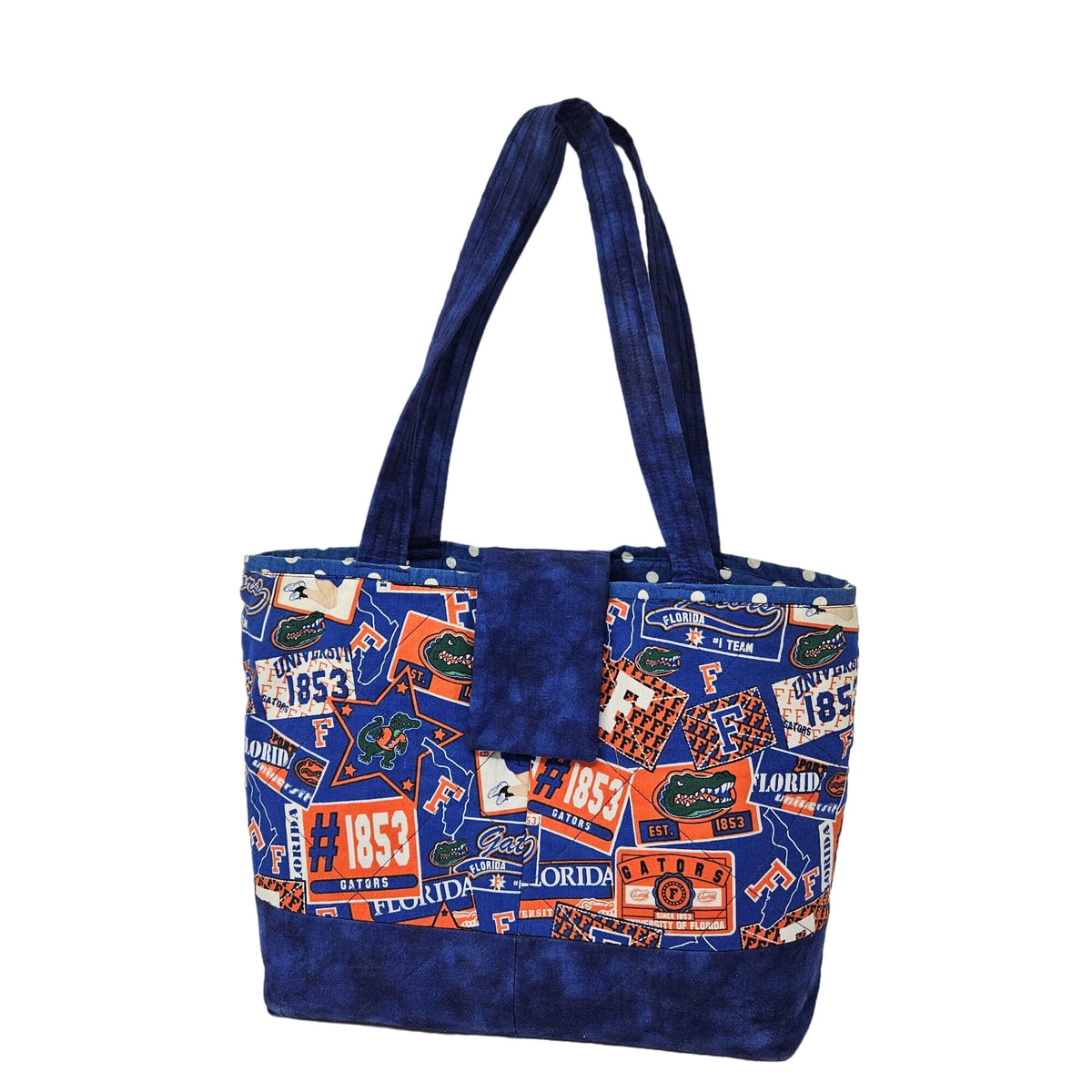 UF University of Florida Gators Quilted Shoulder Tote Bag Orange Blue Handmade