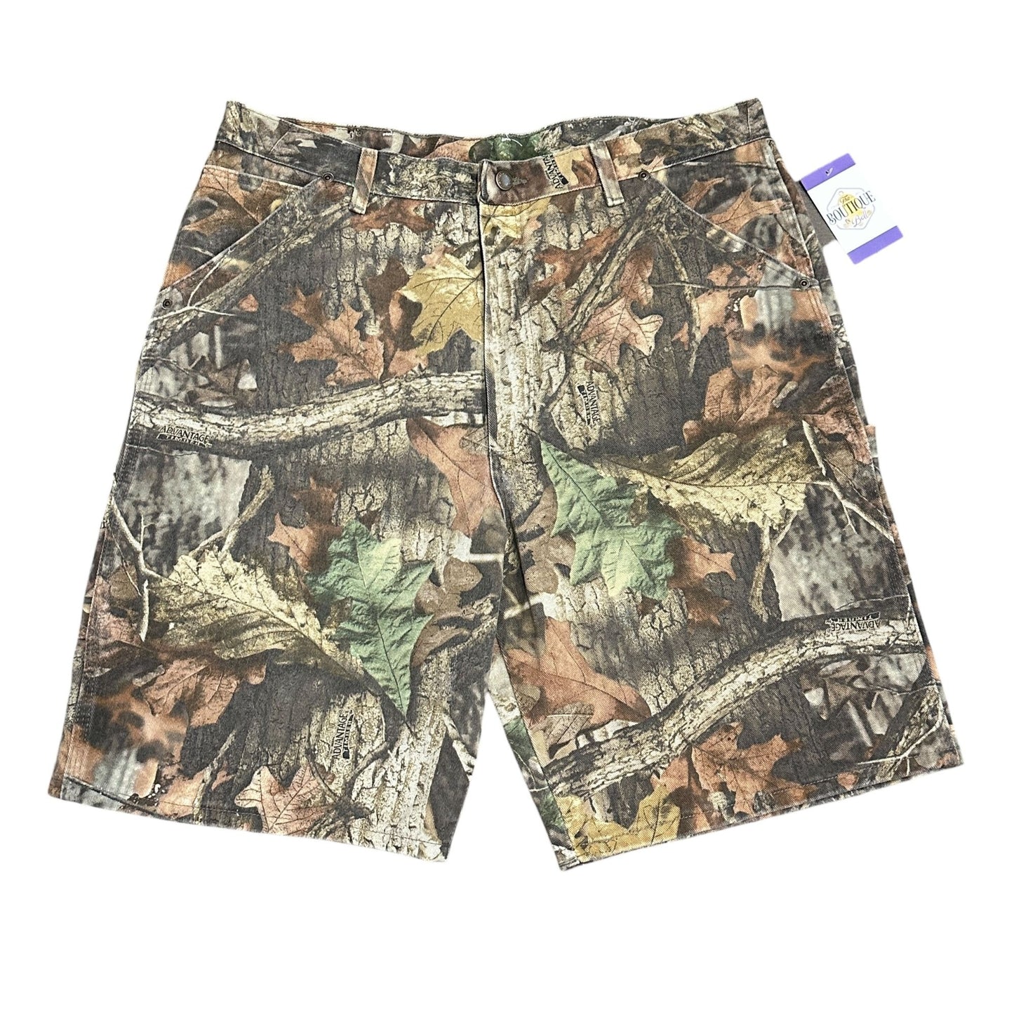 Advantage Timber Denim Camo Painters Baggy Carpenter Shorts Hammer Loop Mens 40