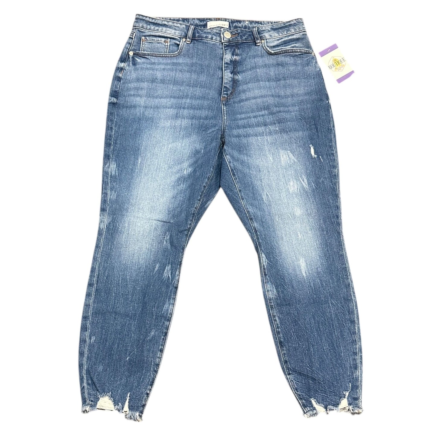 LOFT Distressed Slim Pocket Skinny Crop Jeans Womens Petite 12/31 Blue Raw Hem