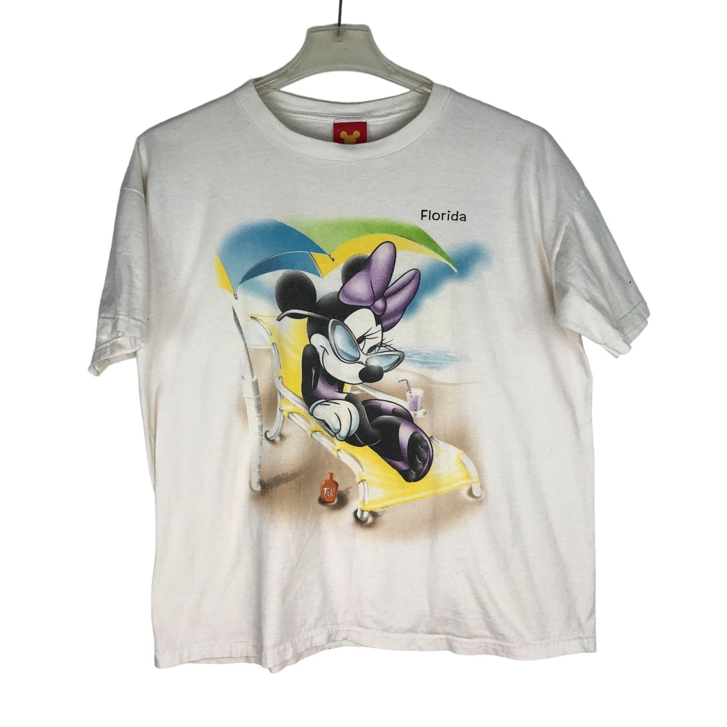 Vintage Disney Minnie Mouse Tshirt XL Beach Florida White Short Sleeve Casual