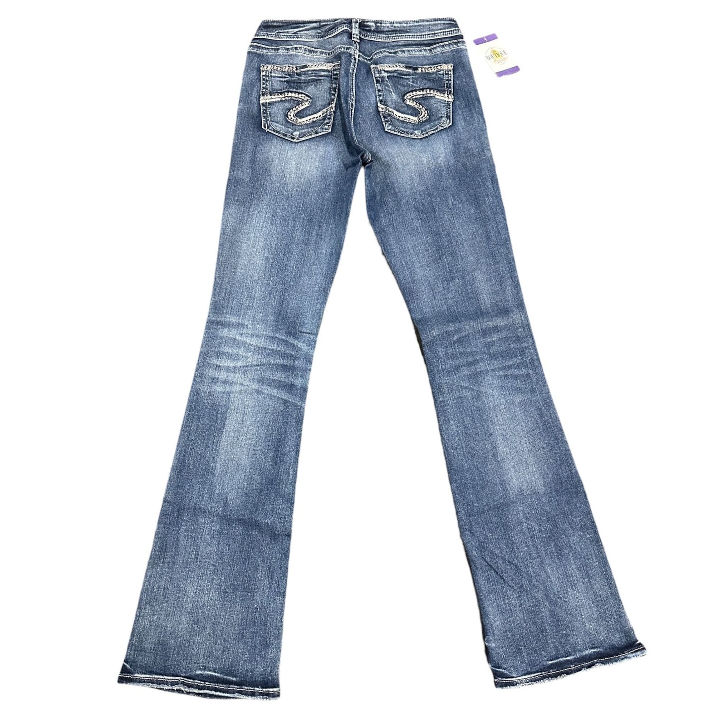 Silver Jeans Avery Bootcut Mid Rise Jeans Distressed Thick Stitch Womens 29X34.5