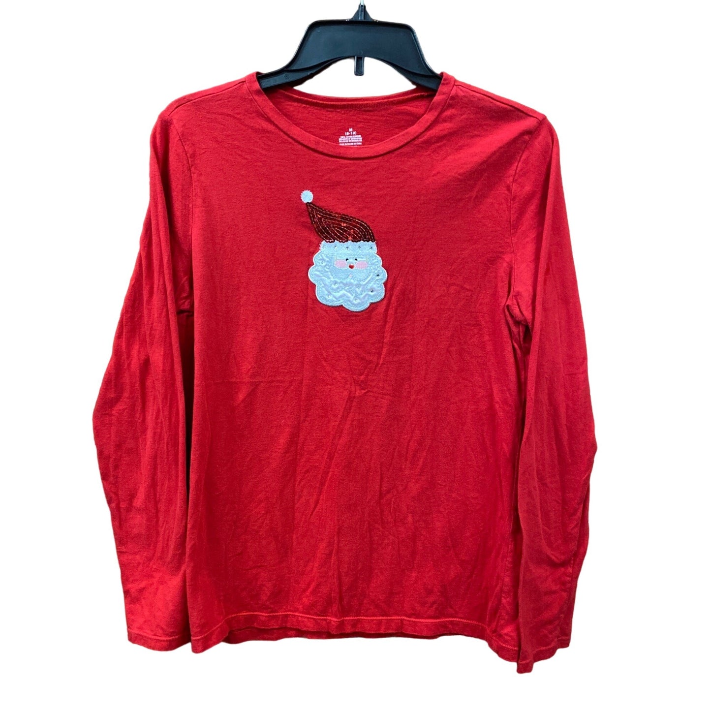 Christmas TShirt Sequin Santa M Red Rhinestone Novelty Holiday Bling Casual Cozy