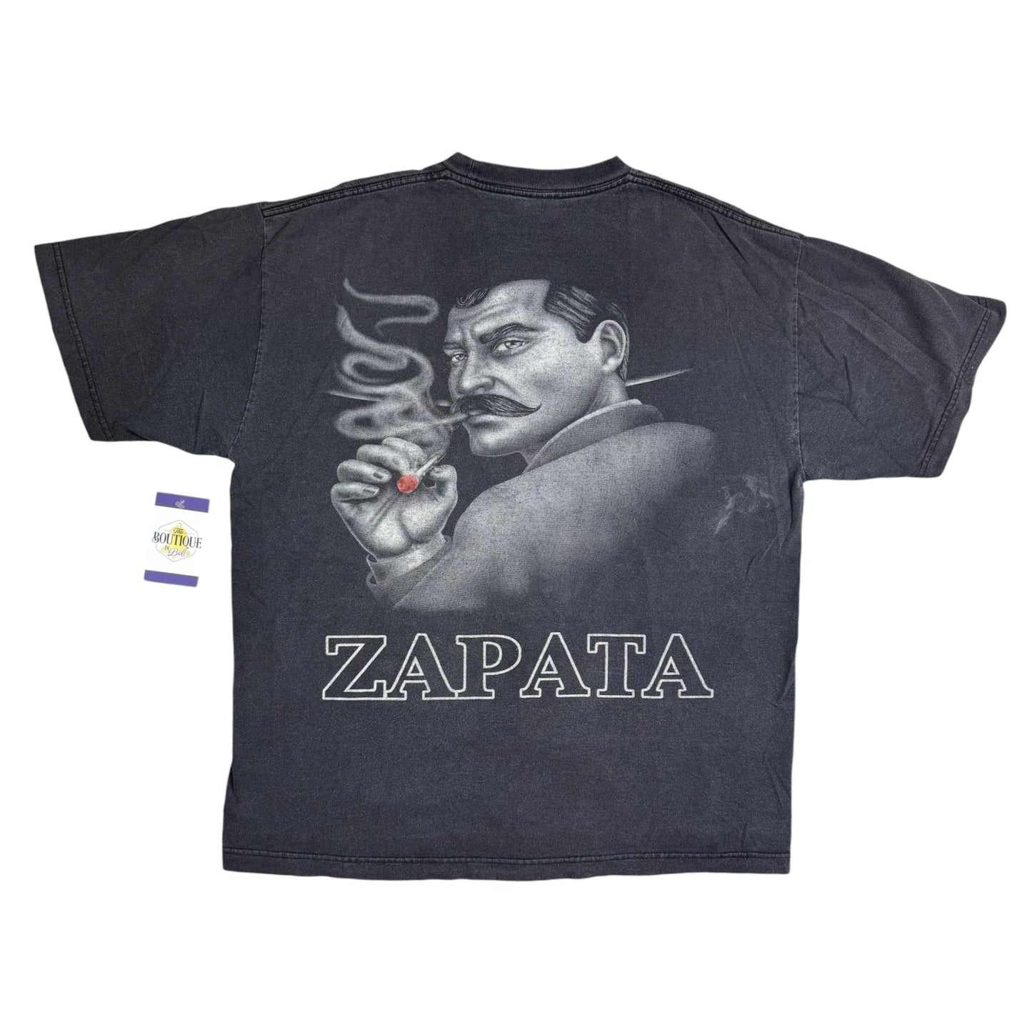 Vtg Y2K Emiliano Zapata Graphic Tee Shirt Mens XL Faded Black Chicano Grunge