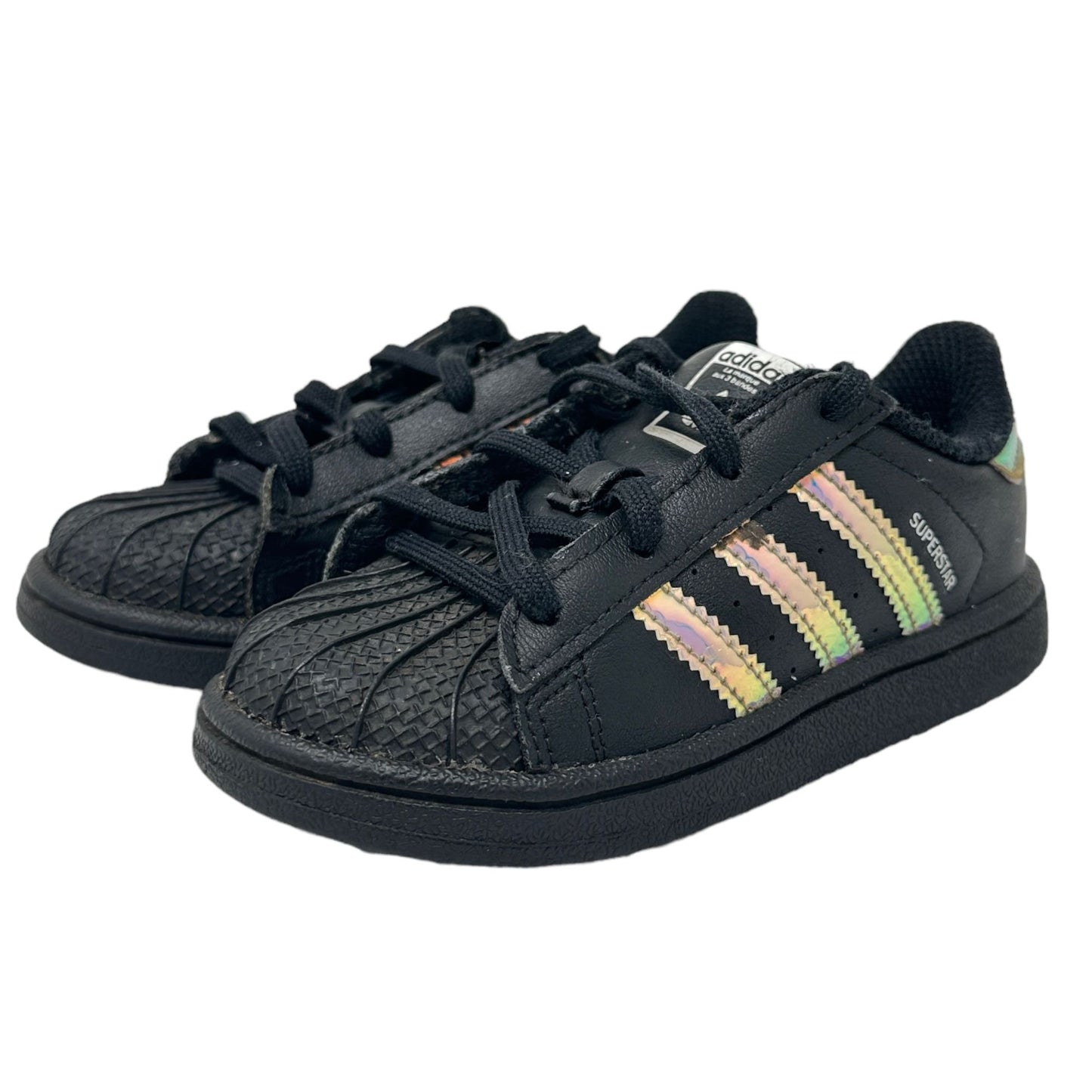 ADIDAS Superstar Size 8K US Shoes Black Rainbow Iridescent Unisex Shoes Rare