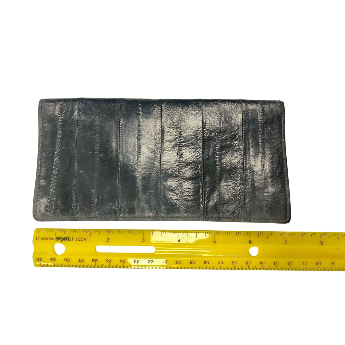 Vintage Eel Skin Black Wallet Checkbook Cover With Multiple Slots