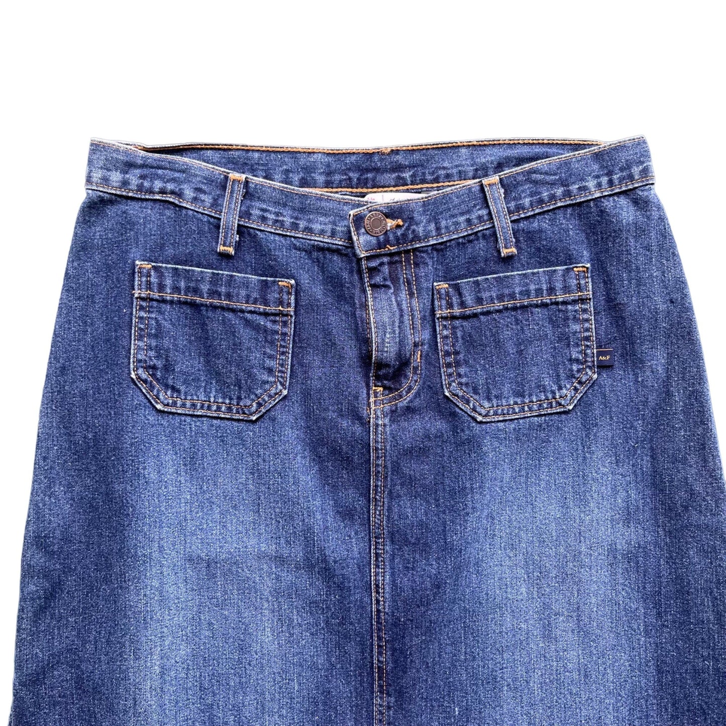 Vtg Jean Skirt Abercrombie Fitch 6 Demin Midi Slit Pockets USA Retro Y2K