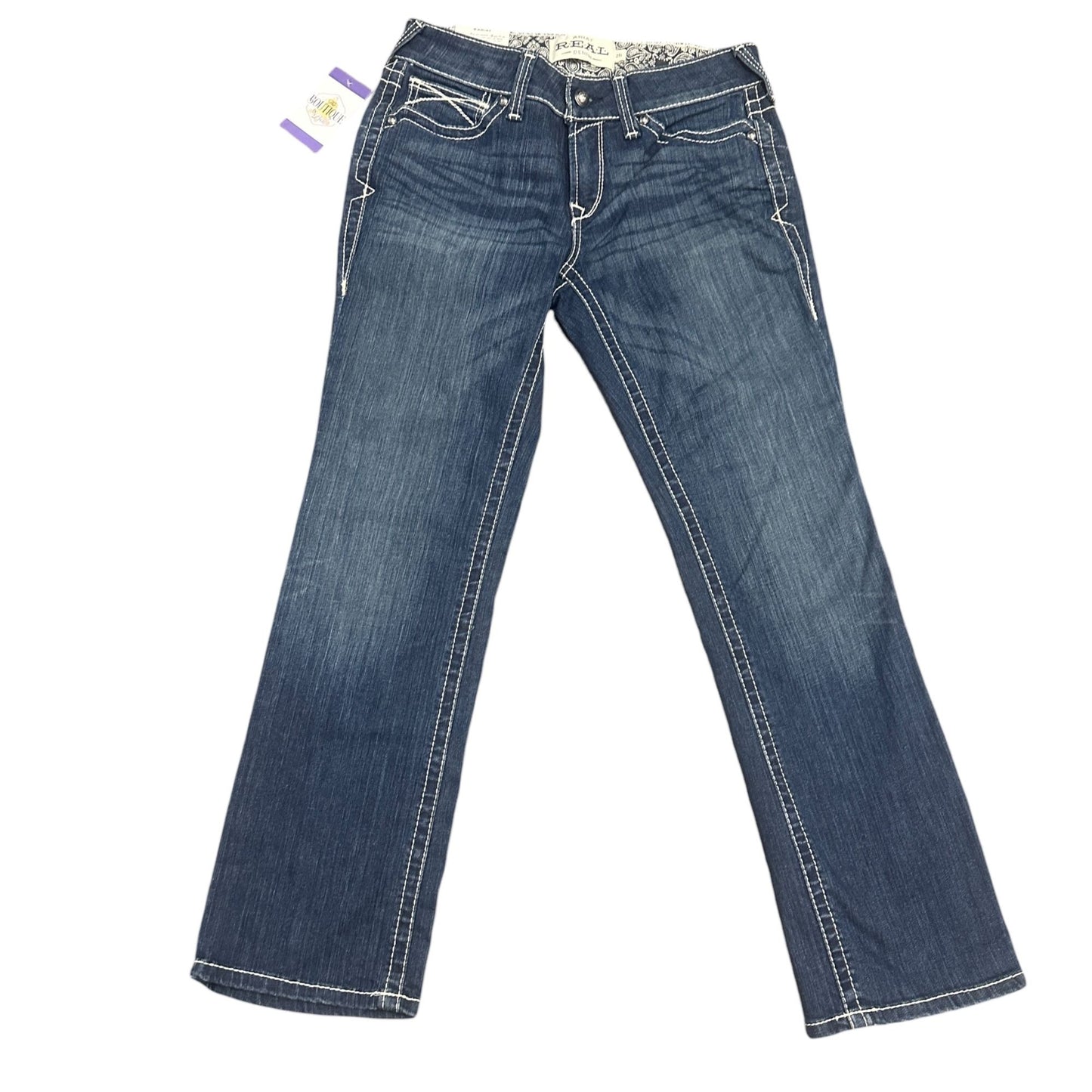 NWT Ariat Real Womens 29S Stretch Icon Stackable Straight Leg Jean Mid Rise