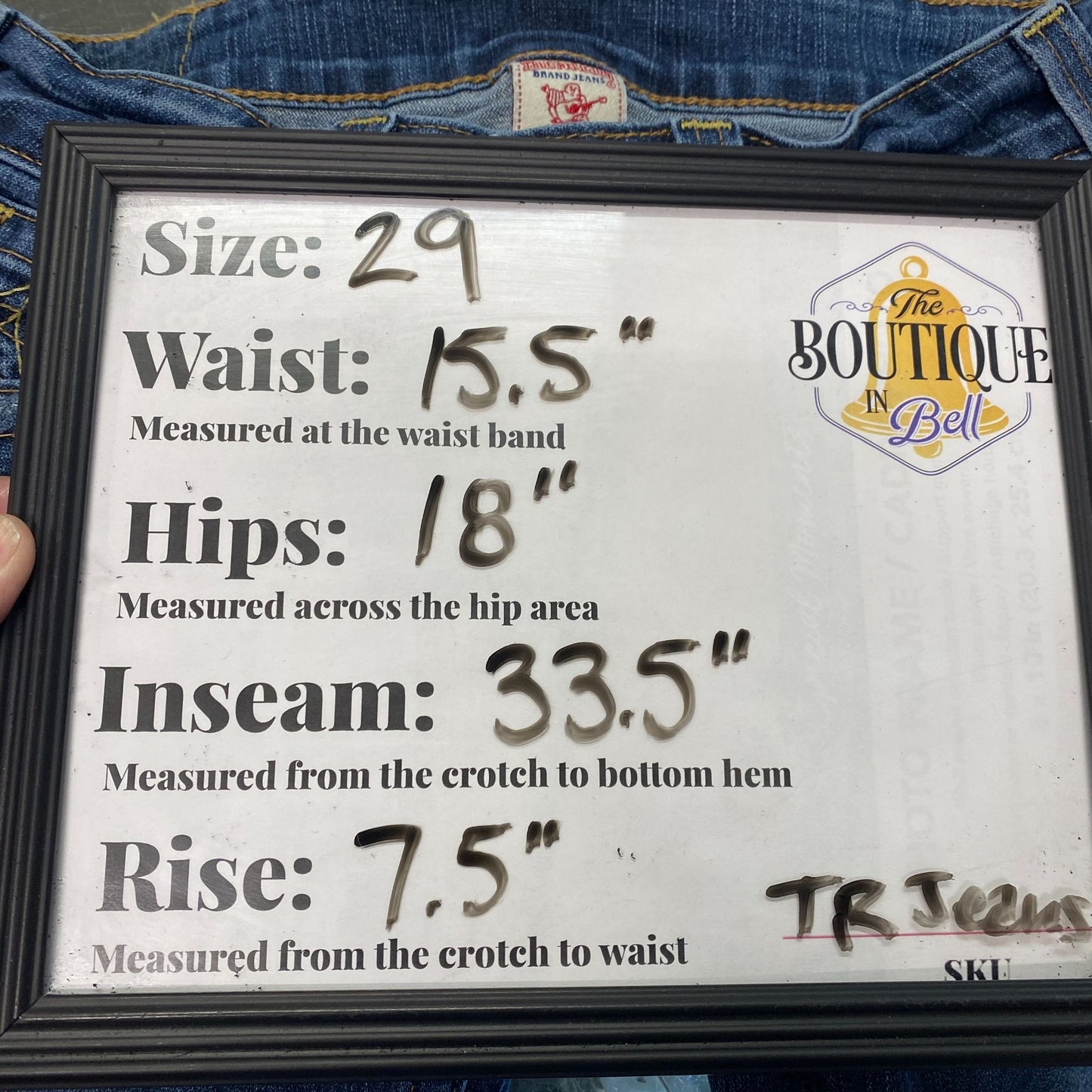 Vintage Y2K True Religion Womens 29 Bootcut Jeans Stretch Flap Leather Patch