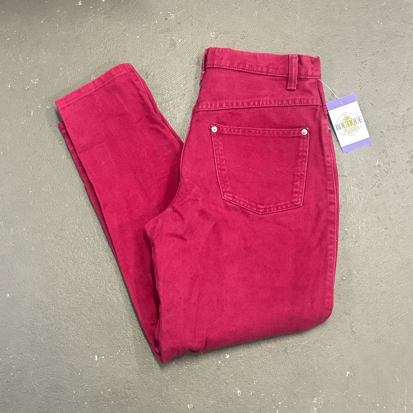 Vtg Sasson Fuchsia Burgundy Jeans 11/12 High Waist 80s Dopamine Maxamalist
