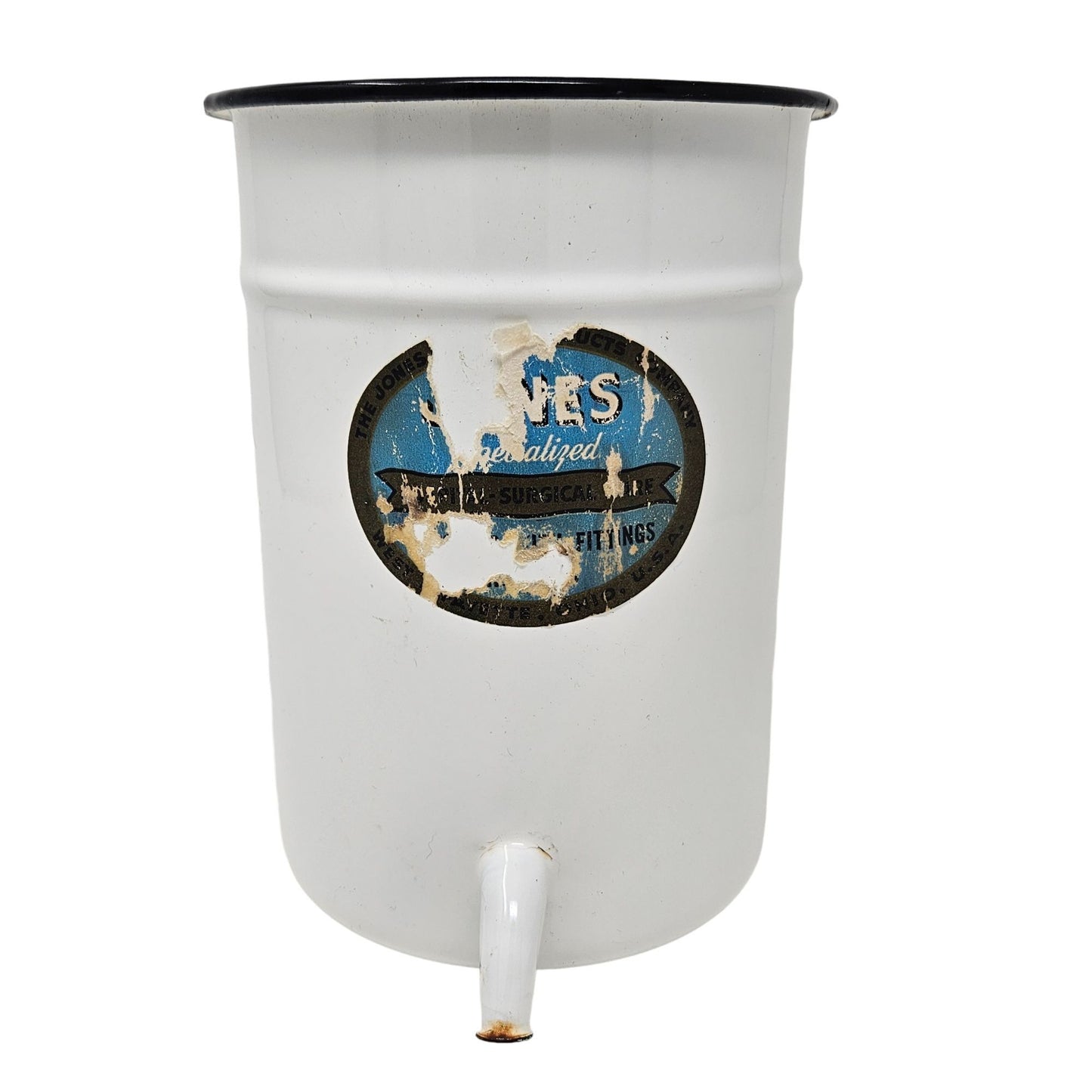 Vtg Jones Medical Products Enamelware Wall-Mount Hospital Irrigator Industrial