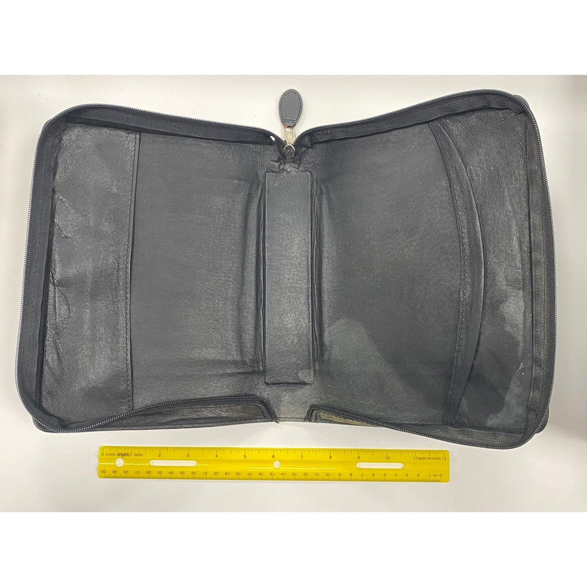 Western Leather Bible Cover Black Calf Hair Silver Stud Cross Zipper Organizer