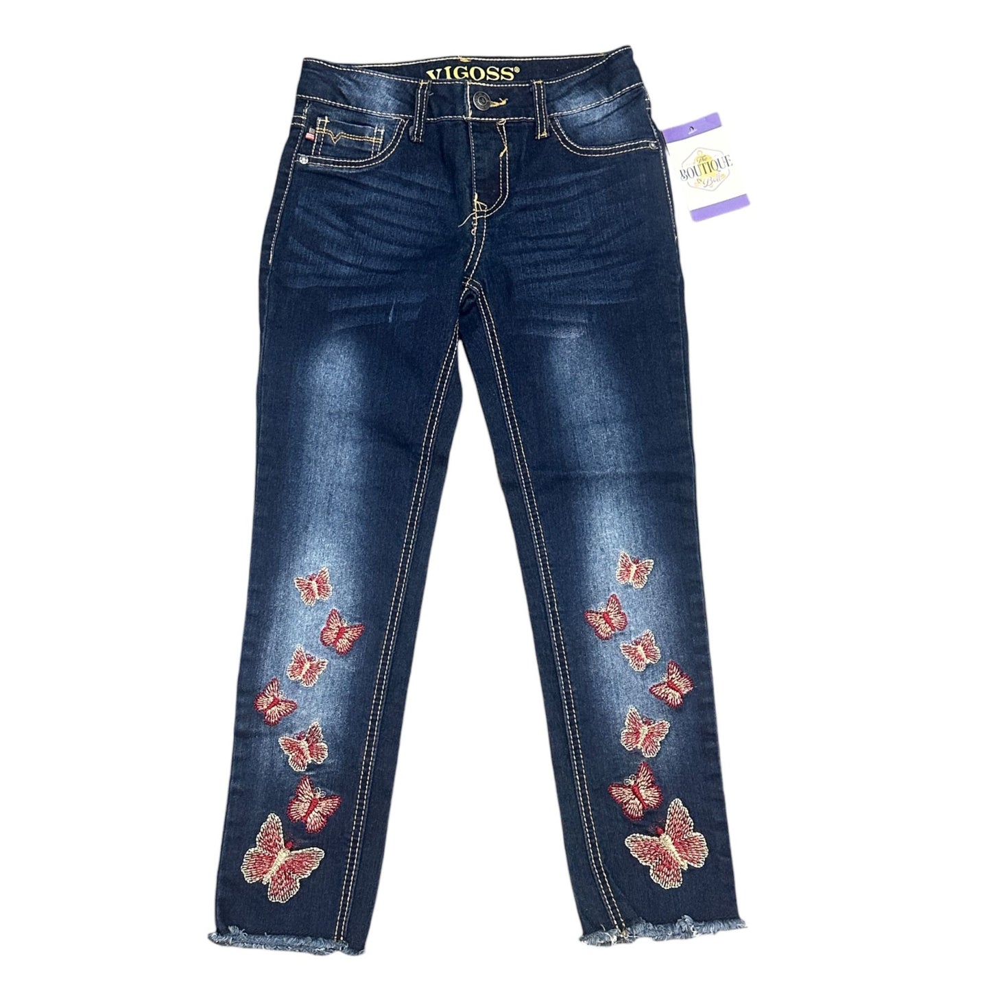 Vigoss Girls Size 10 The Austin Ankle Skinny Jeans Butterfly Embroidery