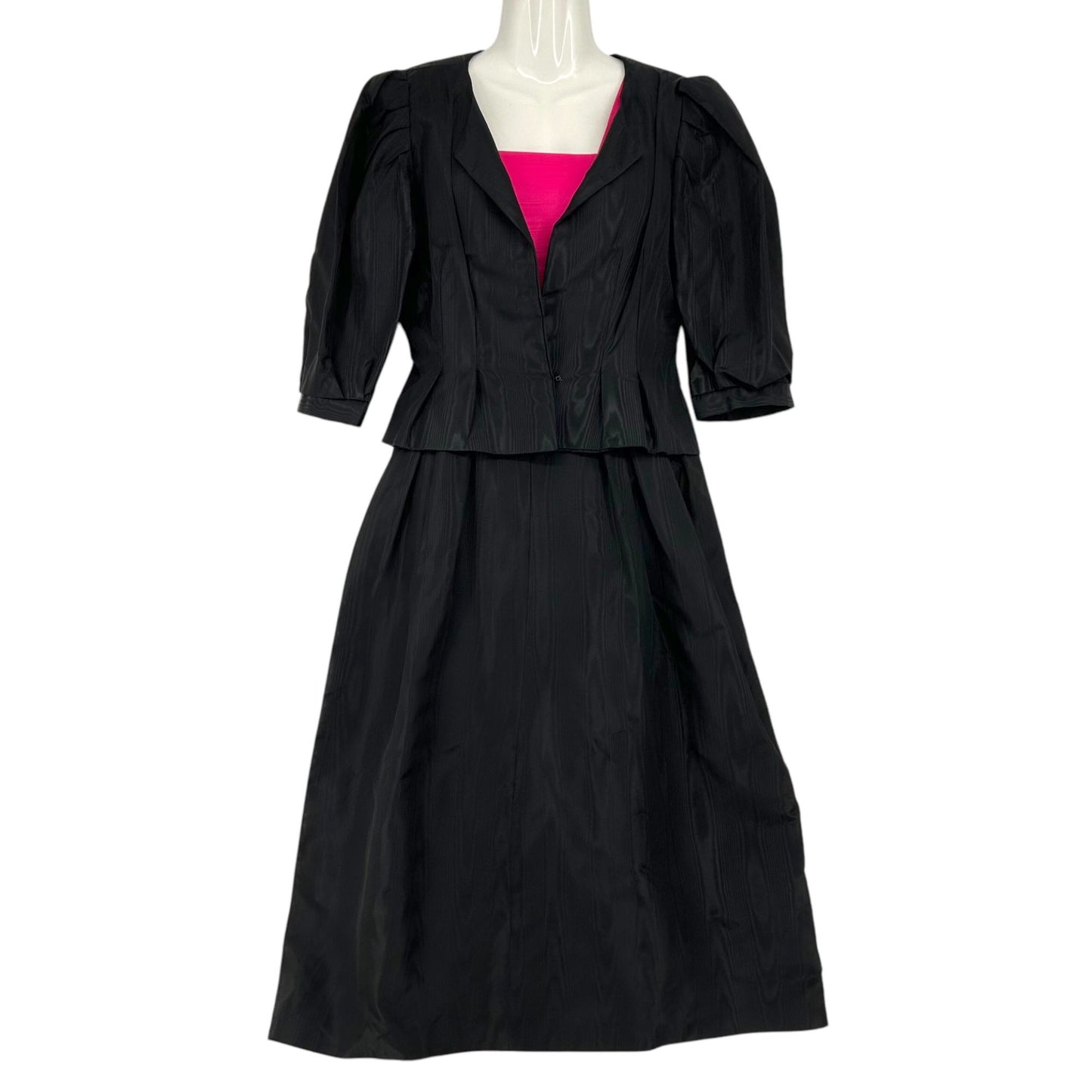 Vintage Handmade Dress Jacket Womens 6/8 Black Pink Sundress Party Cocktail