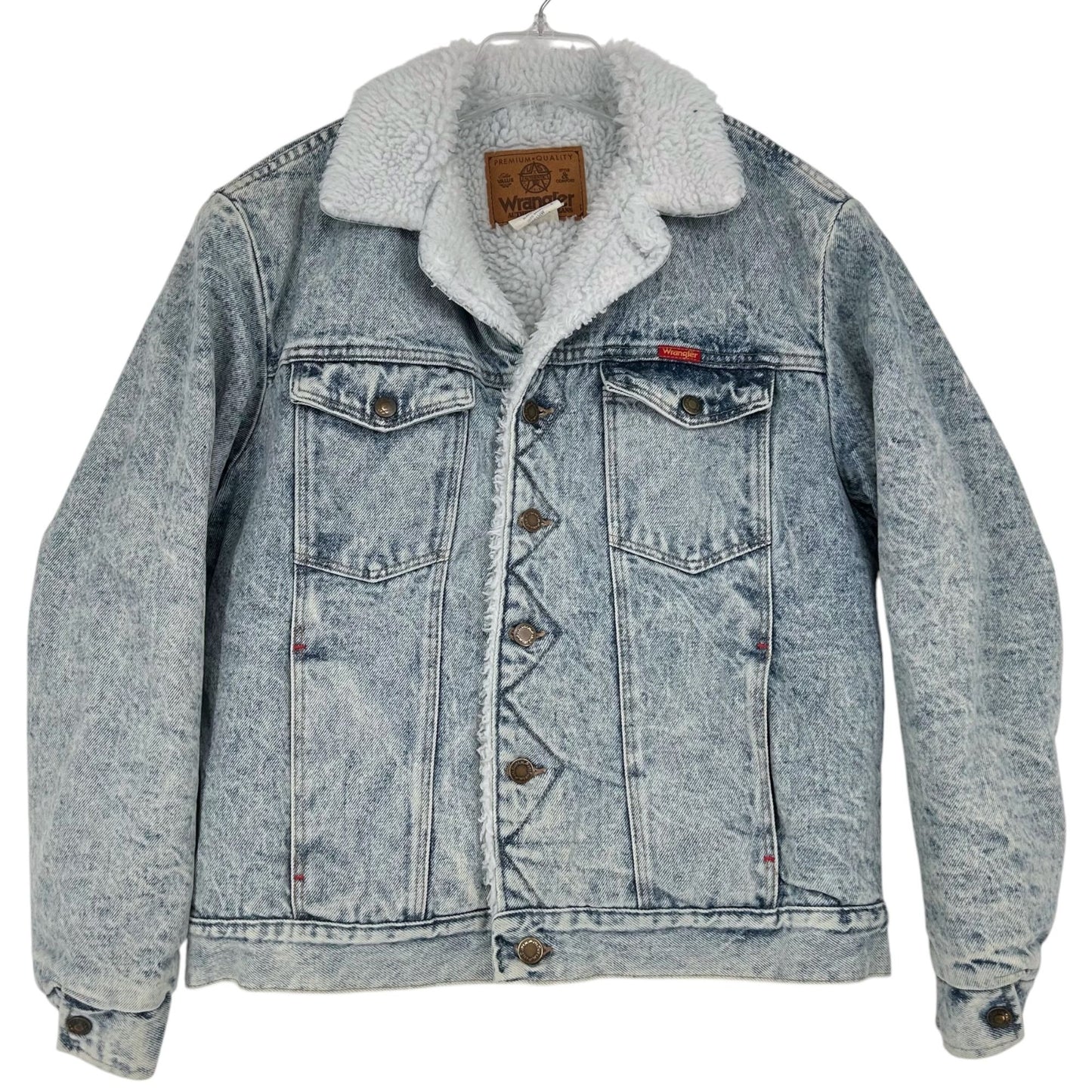 Vintage 80s Wrangler Trucker Jean Jacket Acid Snow Wash Sherpa Western Outlaw M