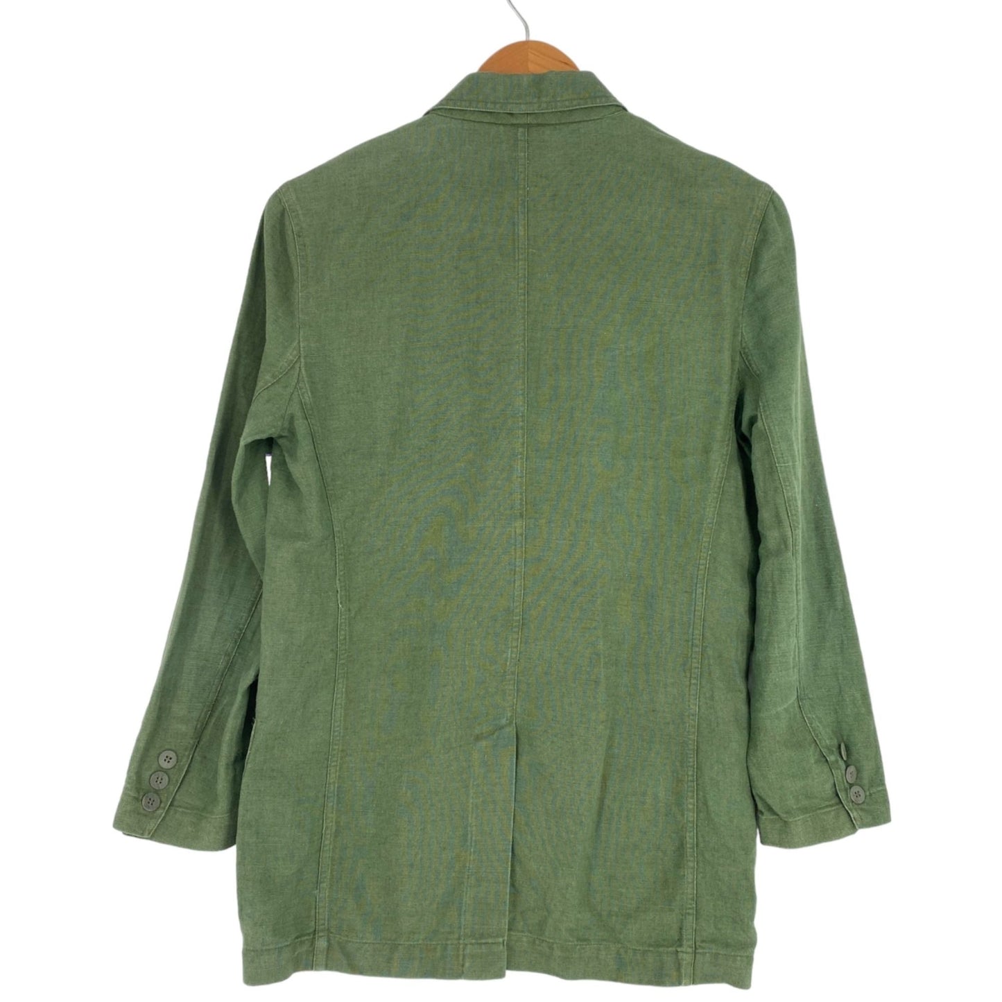 Vtg Liz Sport Linen Blazer Jacket S Green Career Academia Office Wear Quiet Lux