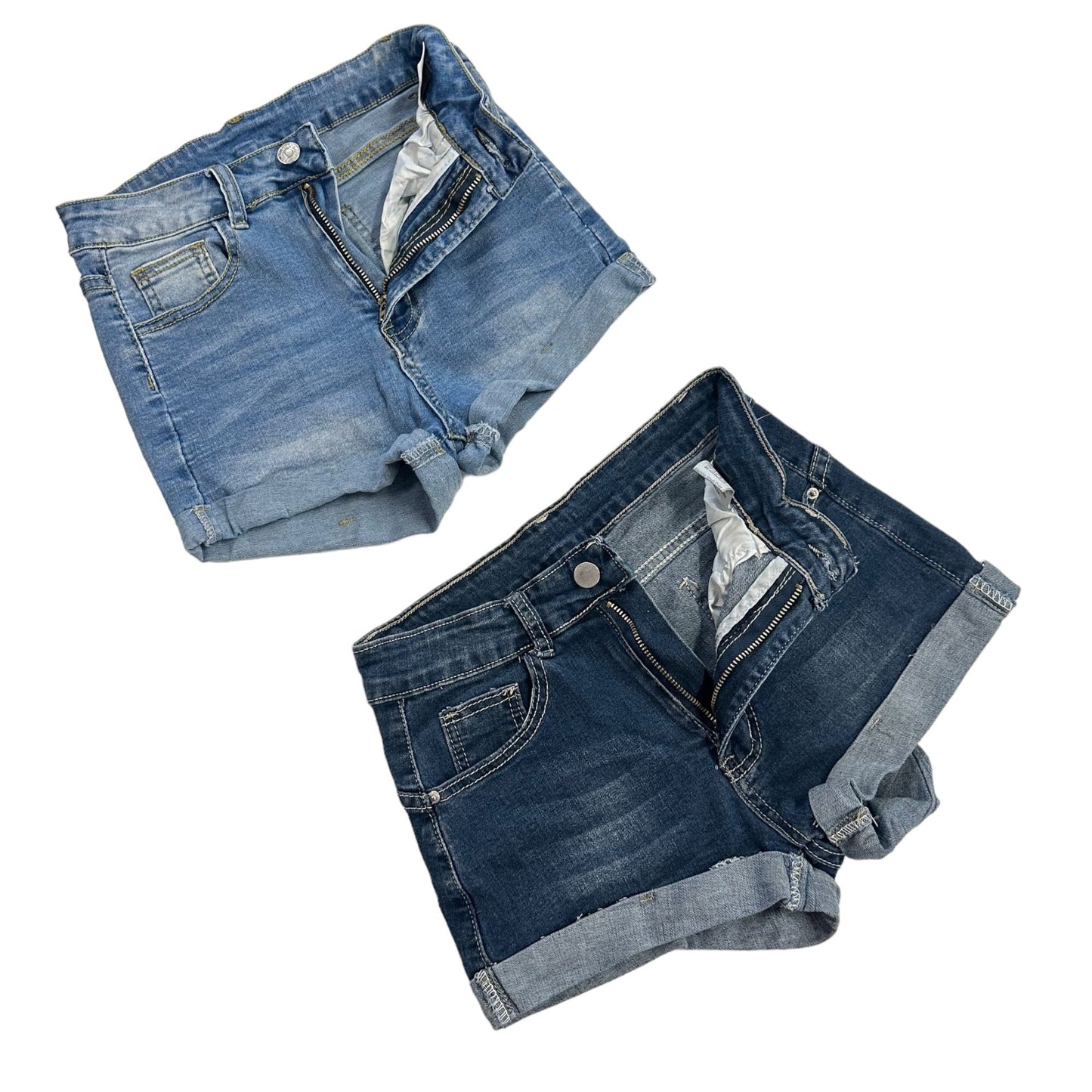 SHEIN Womens XS Blue Jean Shorts High Rise Cuffed Stretch - Lot of 2