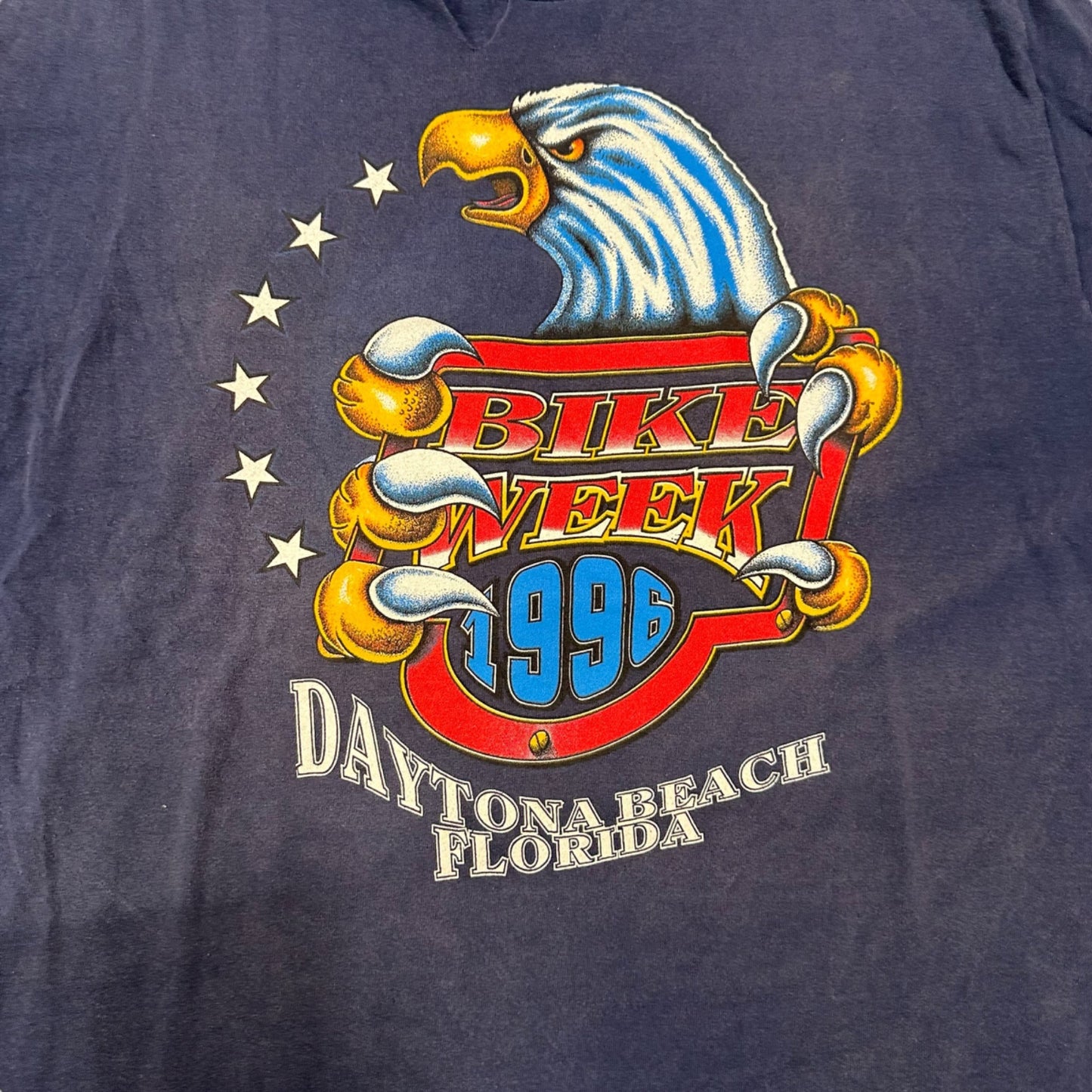 Vintage 1996 Bike Week Daytona Beach FL Mens XL Blue TShirt Eagle Single Stitch