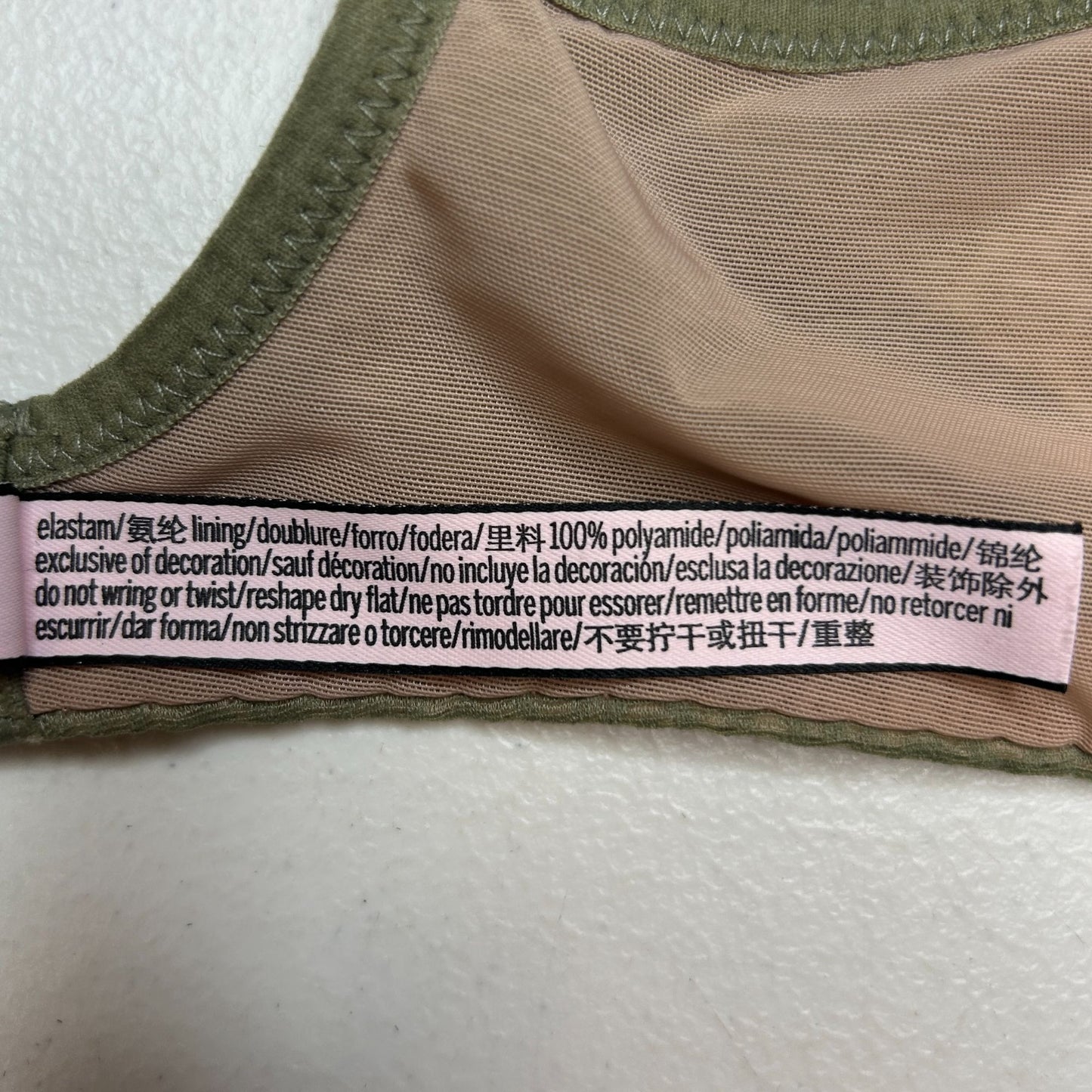 Victoria's Secret Body by Victoria 32DD Unlined Plunge Bra Mesh Olive Green