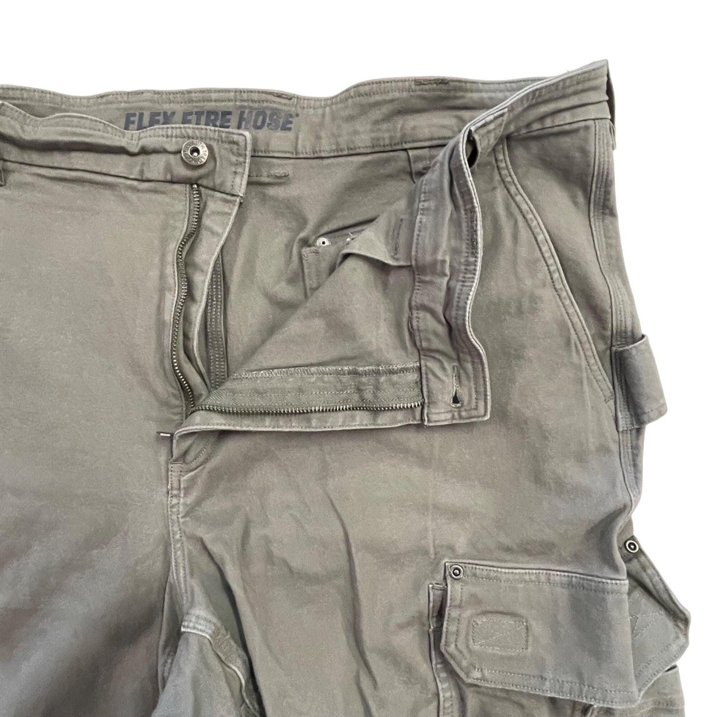 Duluth Trading Co Mens 46 Gray Flex Fire Hose Cargo Shorts Utility Pockets