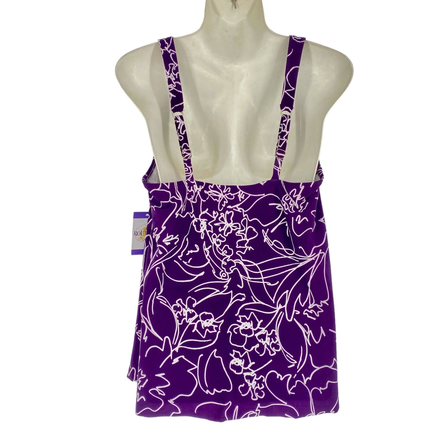 NWT Aqua Green Tankini Womens XL 16/18 Swimsuit Top 674120 Purple Floral Modest