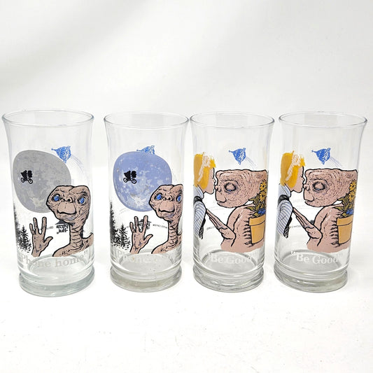 Vintage E.T. The Extra-Terrestrial Drinking Glasses Set Of 4 1982 Pizza Hut