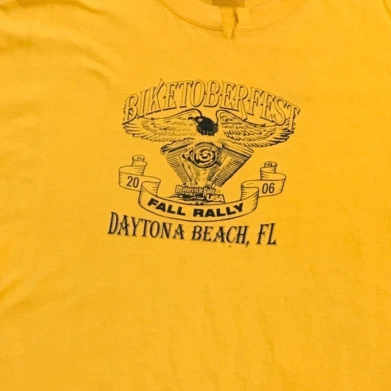 Cotton Heritage 2XL Yellow Tshirt Biketoberfest Fall Rally 2006 Daytona Beach Fl