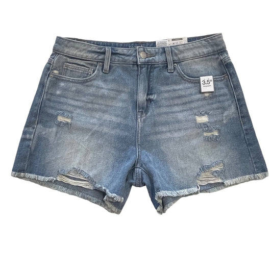 NWT Time and Tru 6 Blue Denim Shorts High Rise Distressed Raw Hem 3.5" Inseam