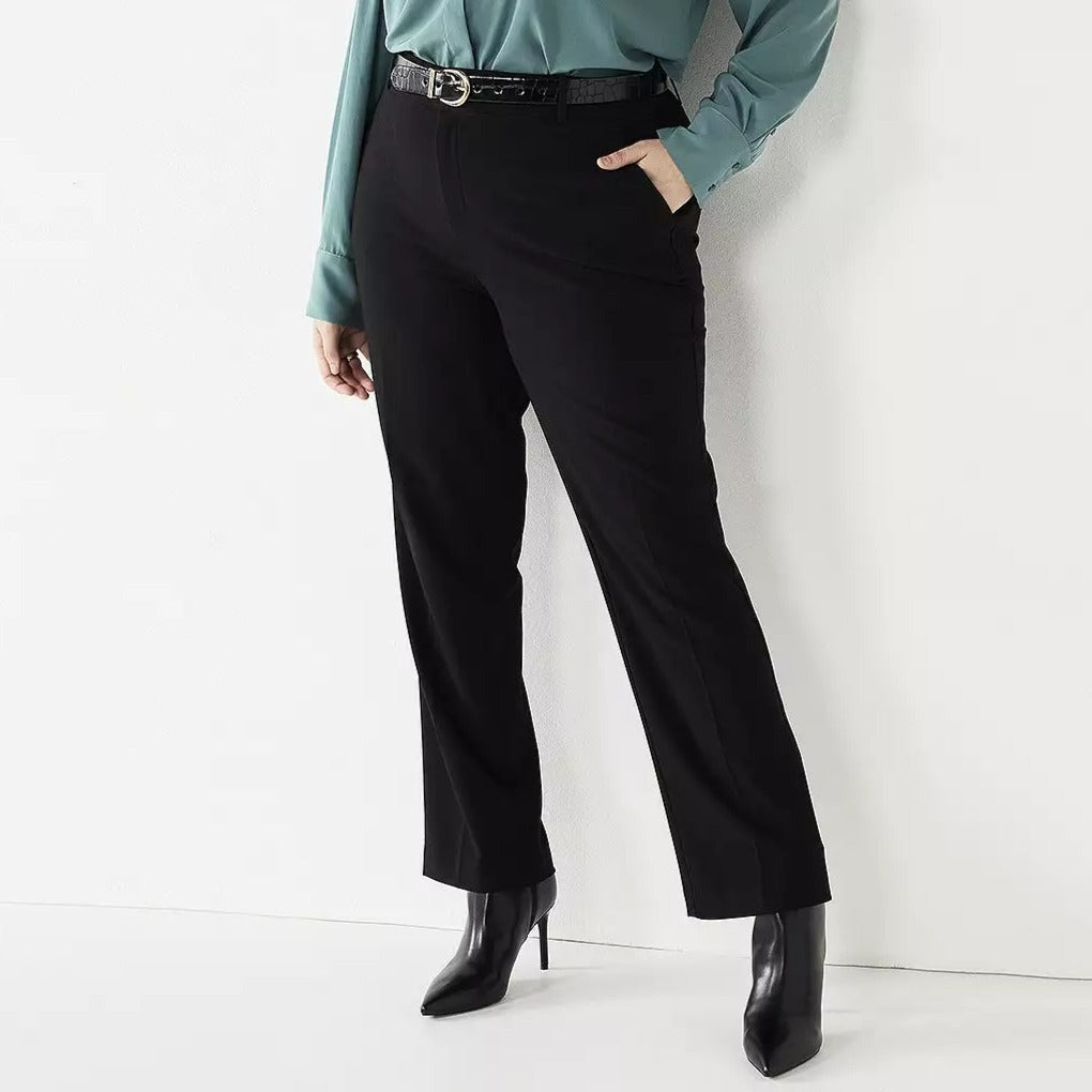 Nine West THE TROUSER Pant Black Low Rise Flared Leg Fitted 24W NWT