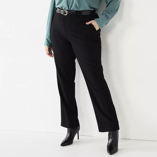 Nine West THE TROUSER Pant Black Low Rise Flared Leg Fitted 24W NWT