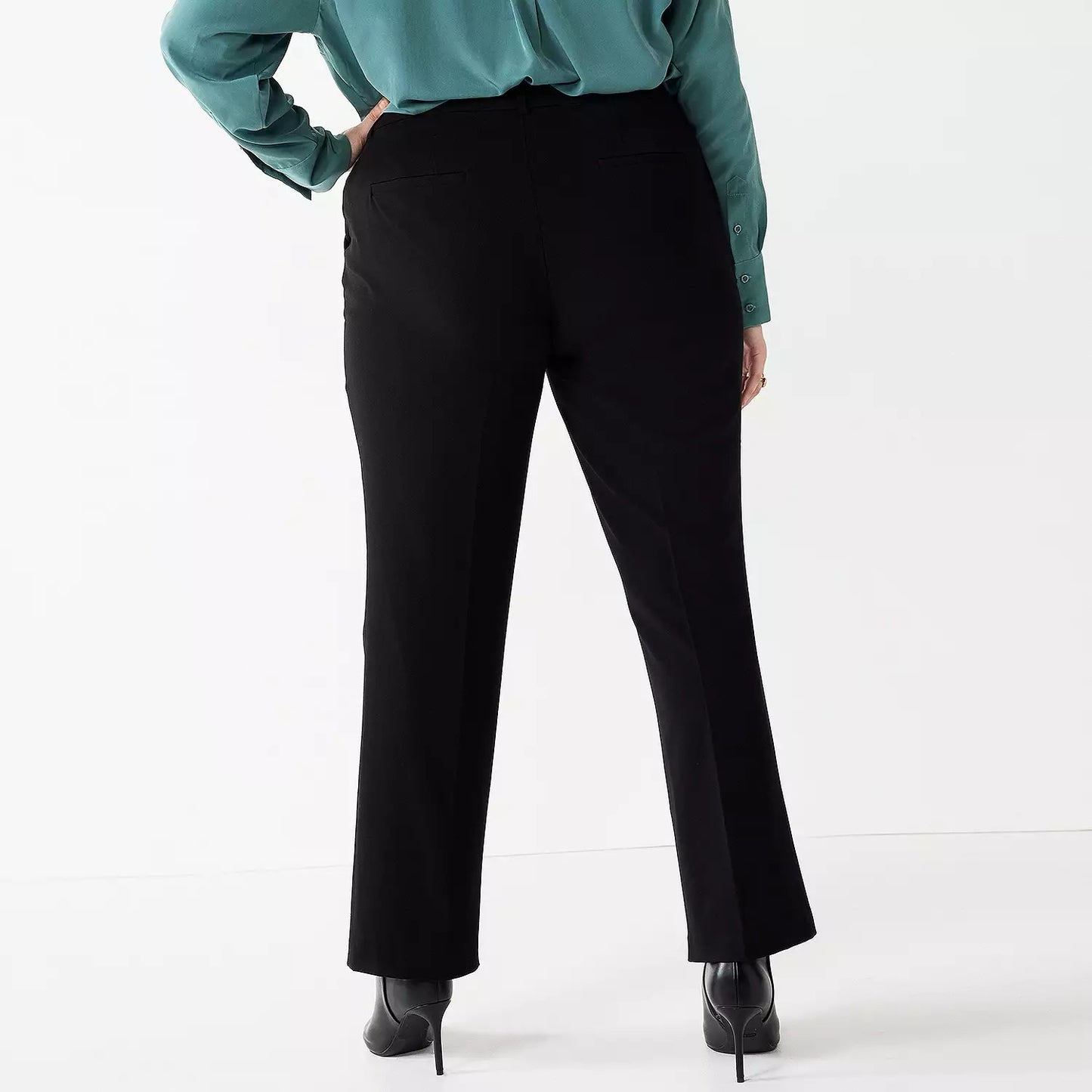 Nine West THE TROUSER Pant Black Low Rise Flared Leg Fitted 24W NWT
