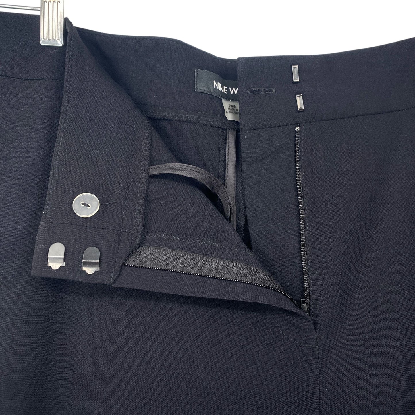 Nine West THE TROUSER Pant Black Low Rise Flared Leg Fitted 24W NWT