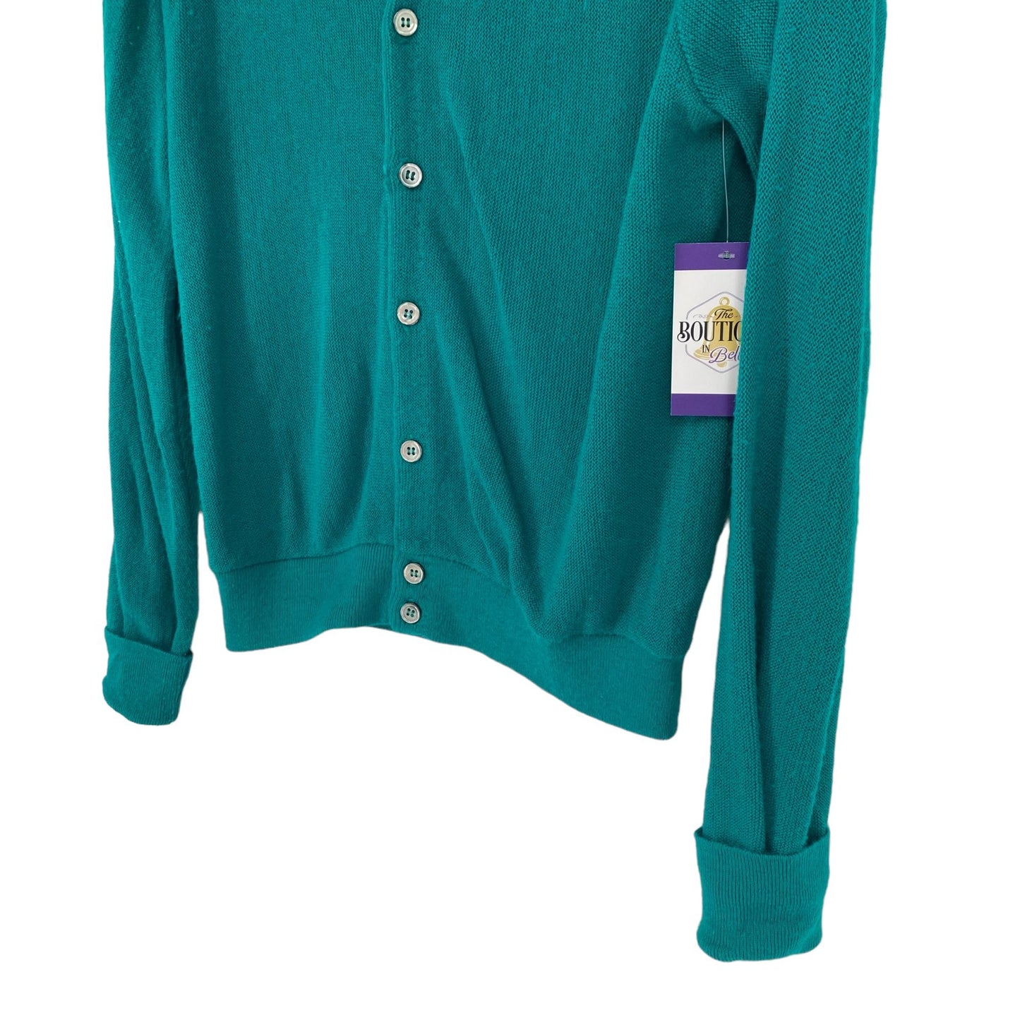 Vintage Izod Lacoste Mens S Teal Green Cardigan Sweater V-Neck Button Front