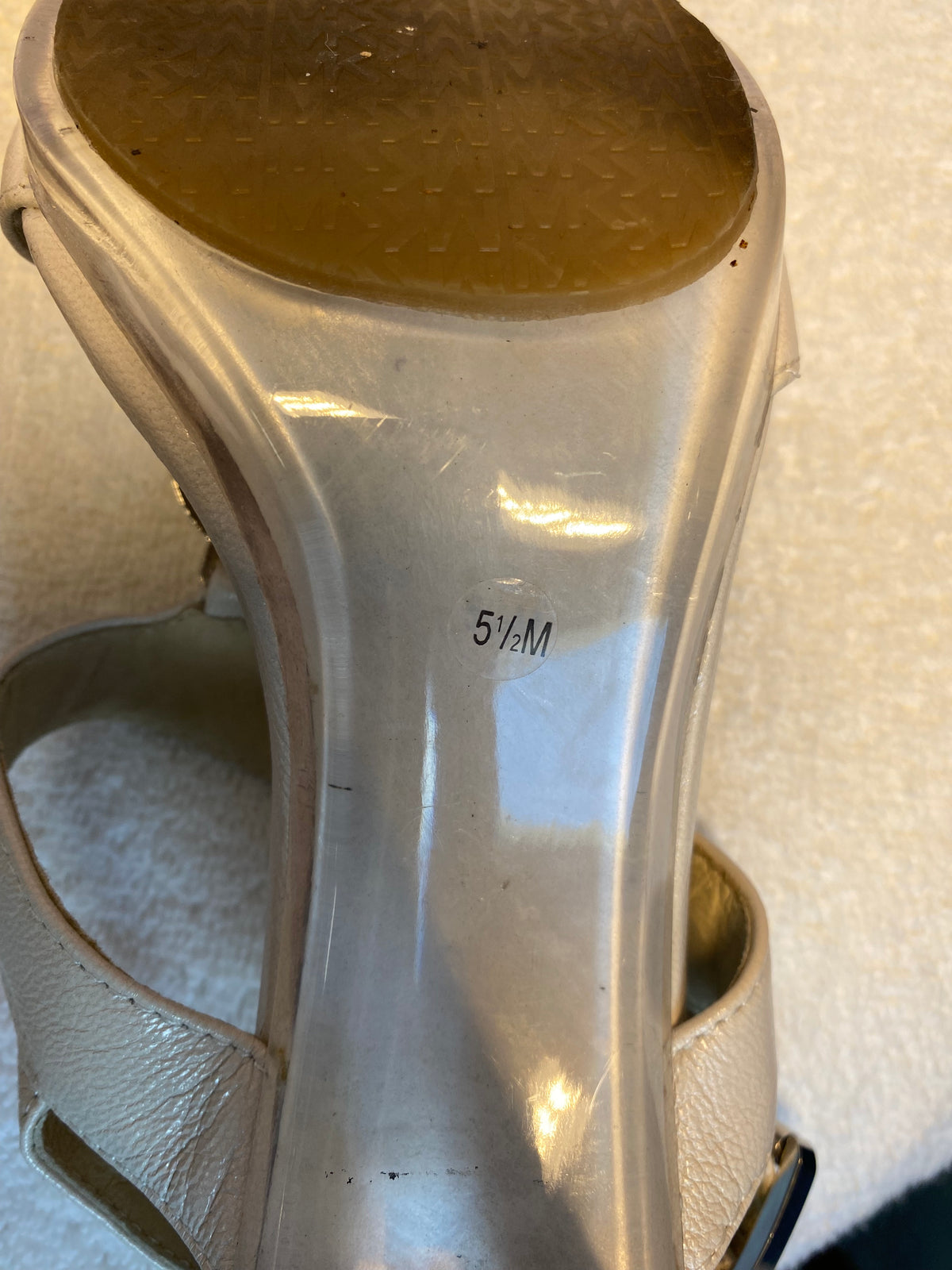 Michael Kors Beige Leather Open Toe High heal Sandal Size 5.5