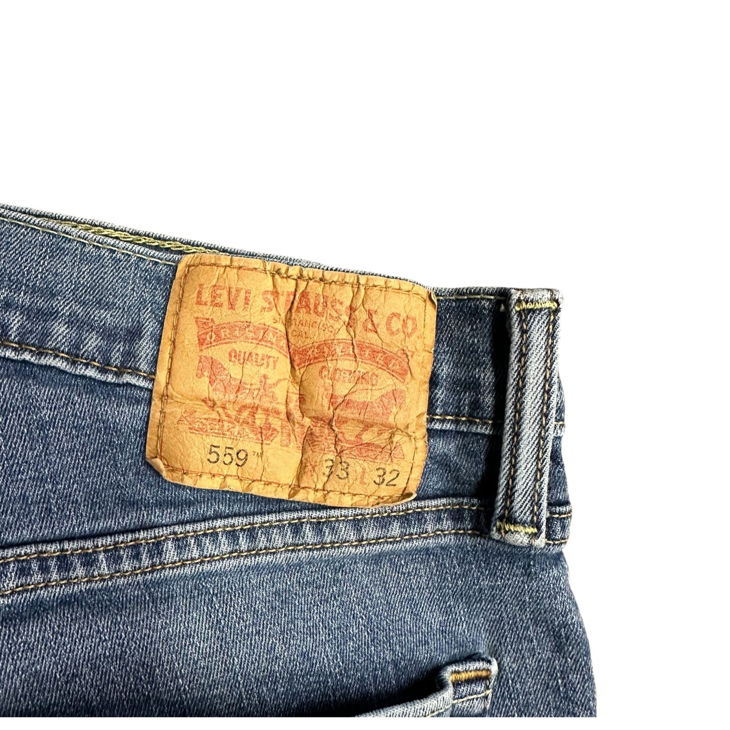 Levi Strauss 559 Straight Leg Blue Jeans Mens 33x32 Light Wash Denim 5 Pocket