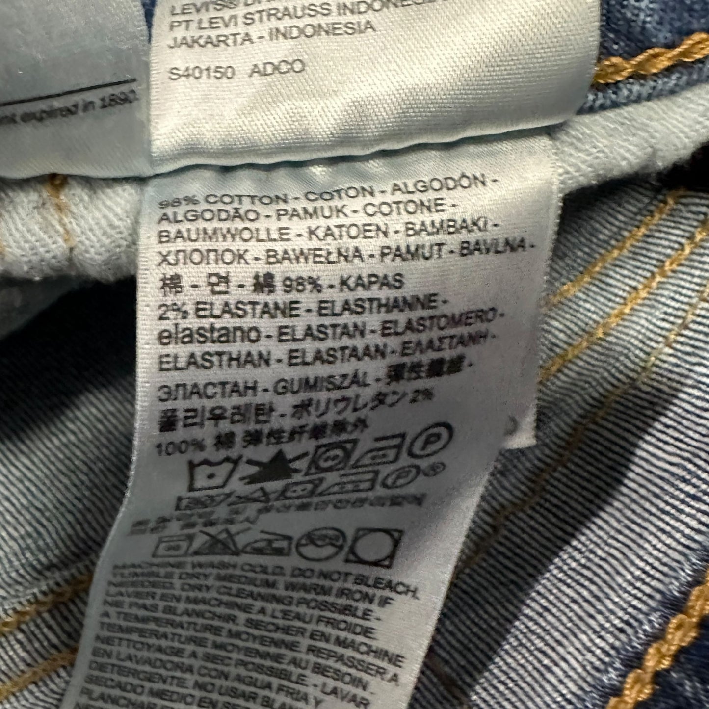 Levi Strauss 559 Straight Leg Blue Jeans Mens 33x32 Light Wash Denim 5 Pocket