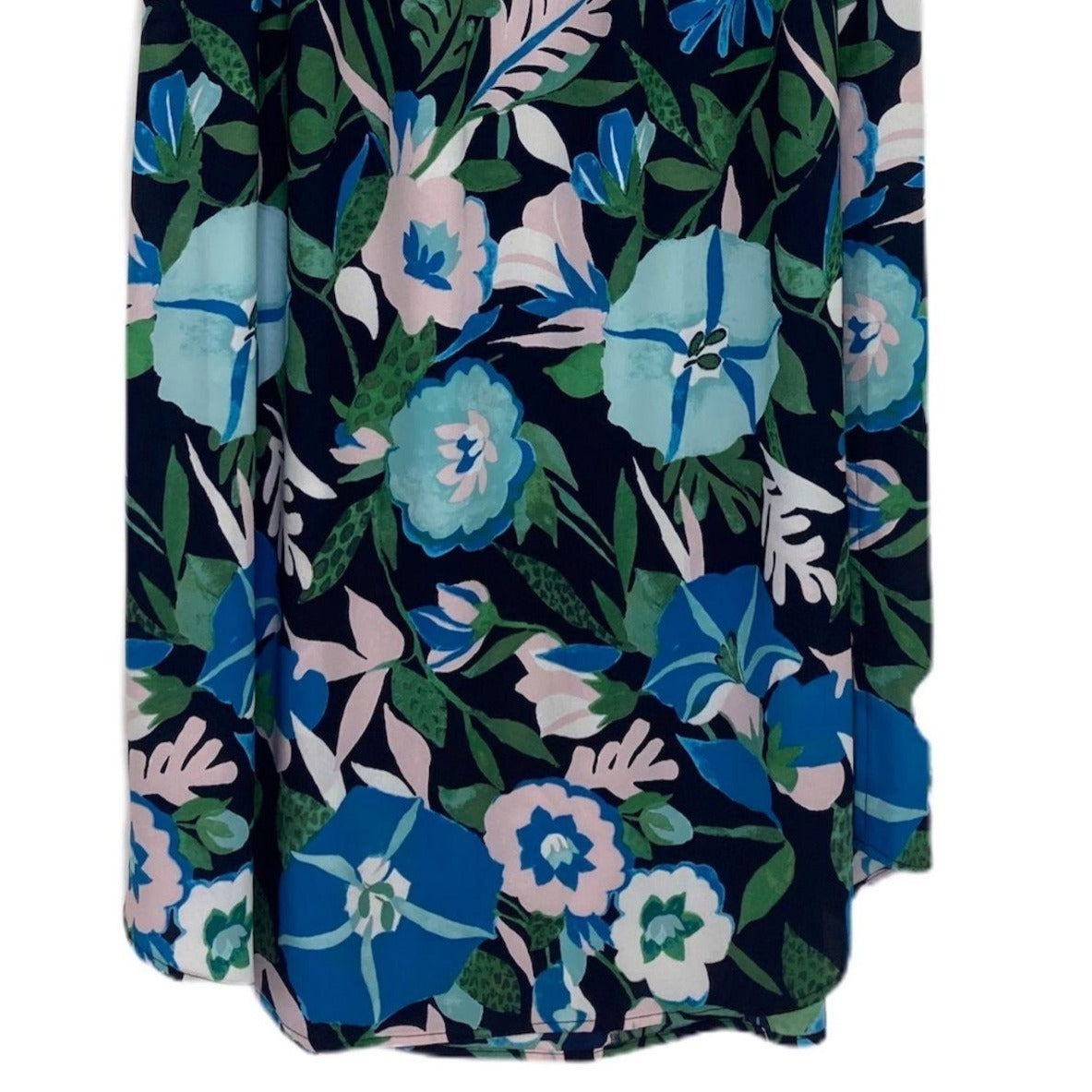 LOFT Maxi Skirt Jungle Floral Black Blue Pull On Modest Office Wear Feminine M