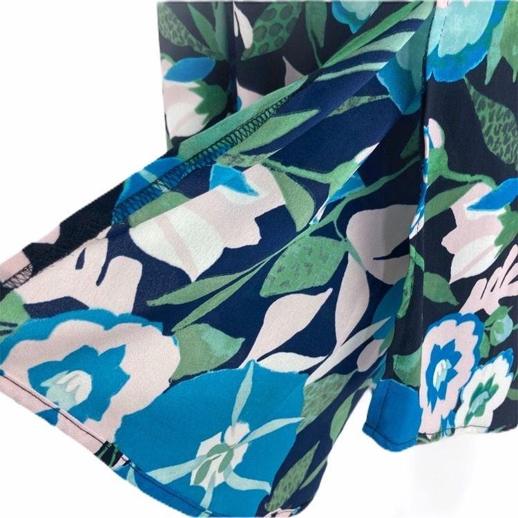 LOFT Maxi Skirt Jungle Floral Black Blue Pull On Modest Office Wear Feminine M