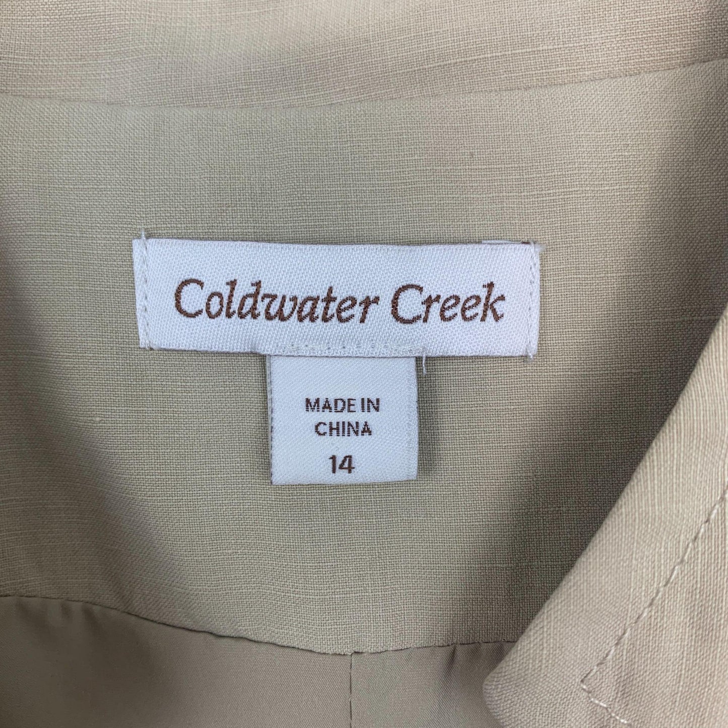 Coldwater Creek Womens 14 Blazer Silk Linen 3/4 Sleeve 2 Button Mandarin Collar