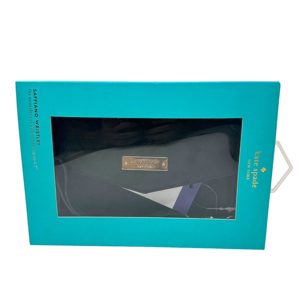 Kate Spade Black Saffiano Wristlet Wallet Gold Hardware Logo Designer Classic