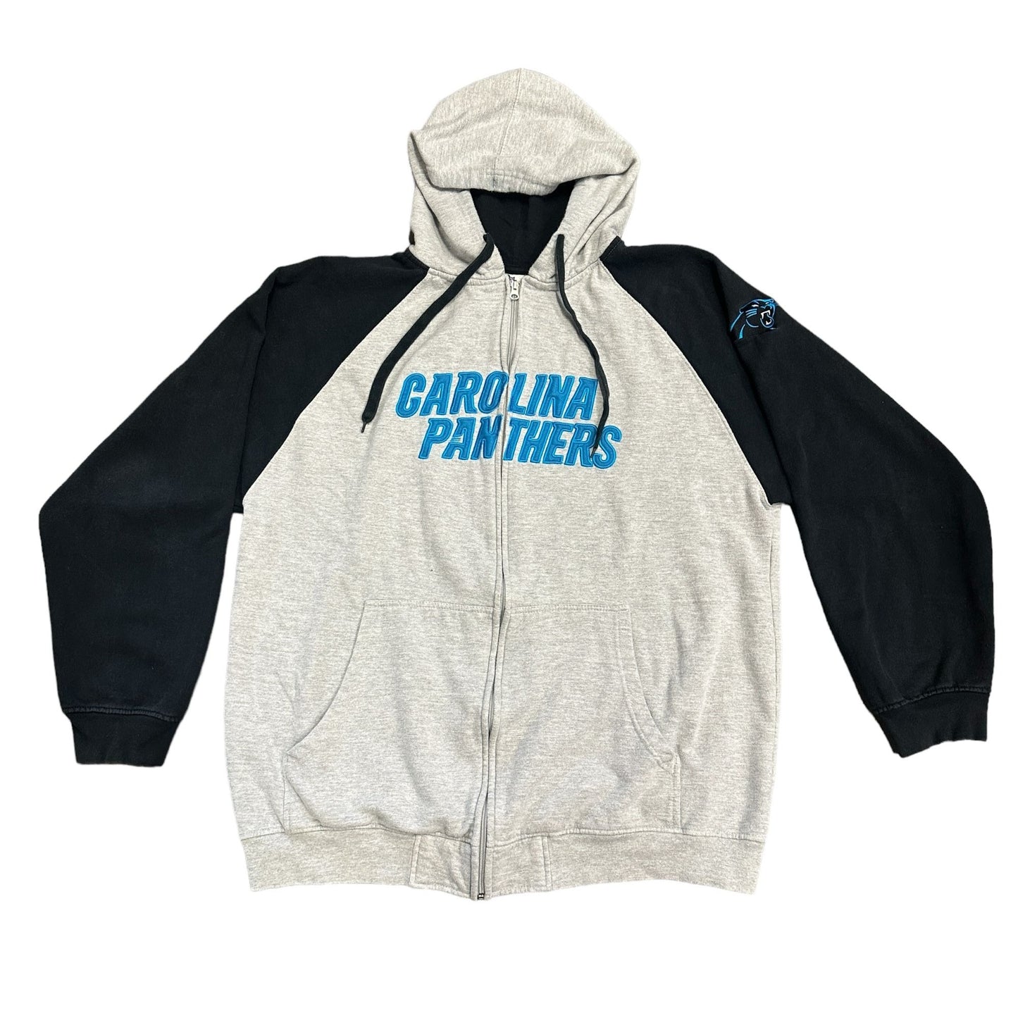 NFL Team Apparel Mens 2XLT Carolina Panthers Full Zip Hoodie Fleece Tall