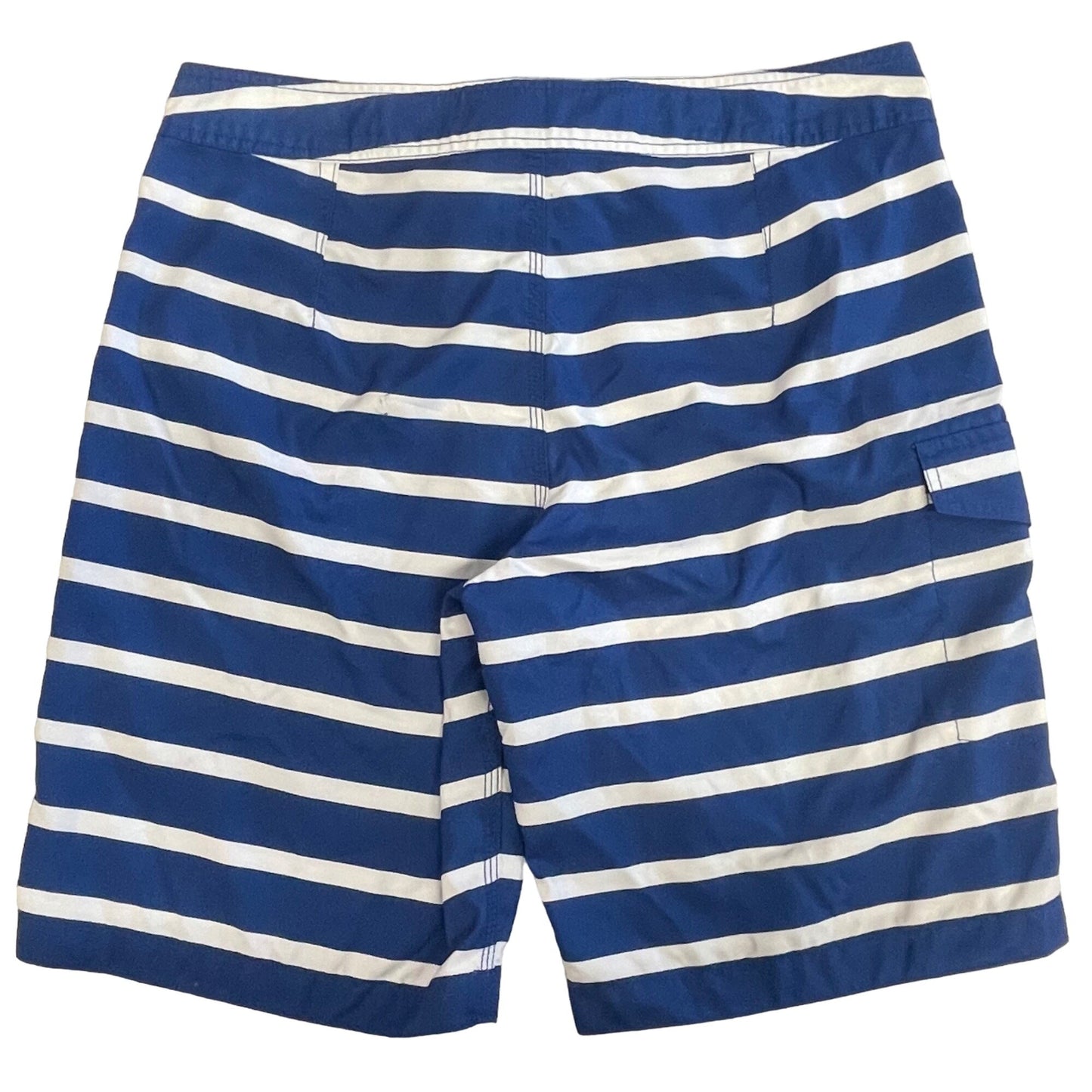 NWOT Old Navy L Blue White Striped Swim Trunks Board Shorts Pocket Drawstring