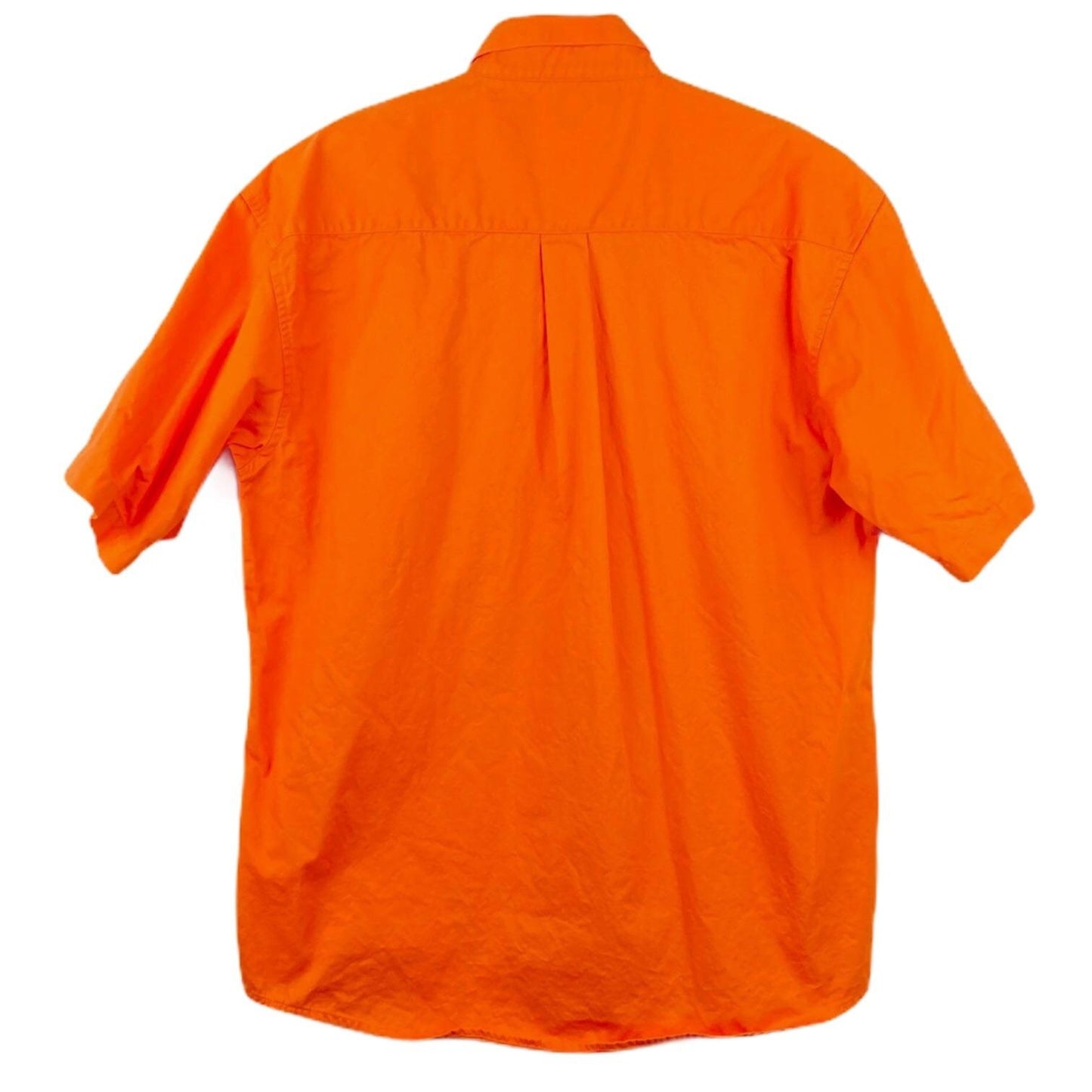 Twenty X Mens L Casual Button Up Shirt Short Sleeve Orange Collared Front Pocket