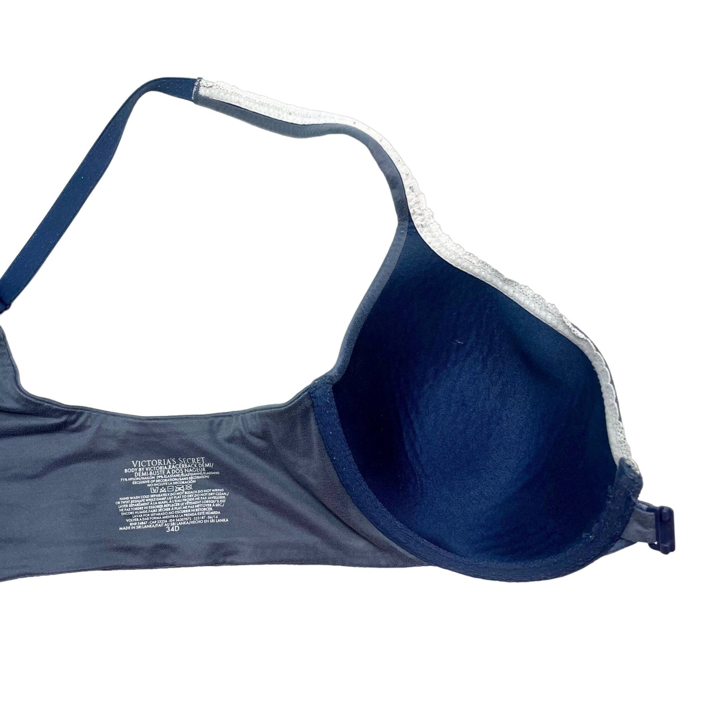 Victoria's Secret 34D Blue Body By Victoria Racerback Demi Bra Front Closure